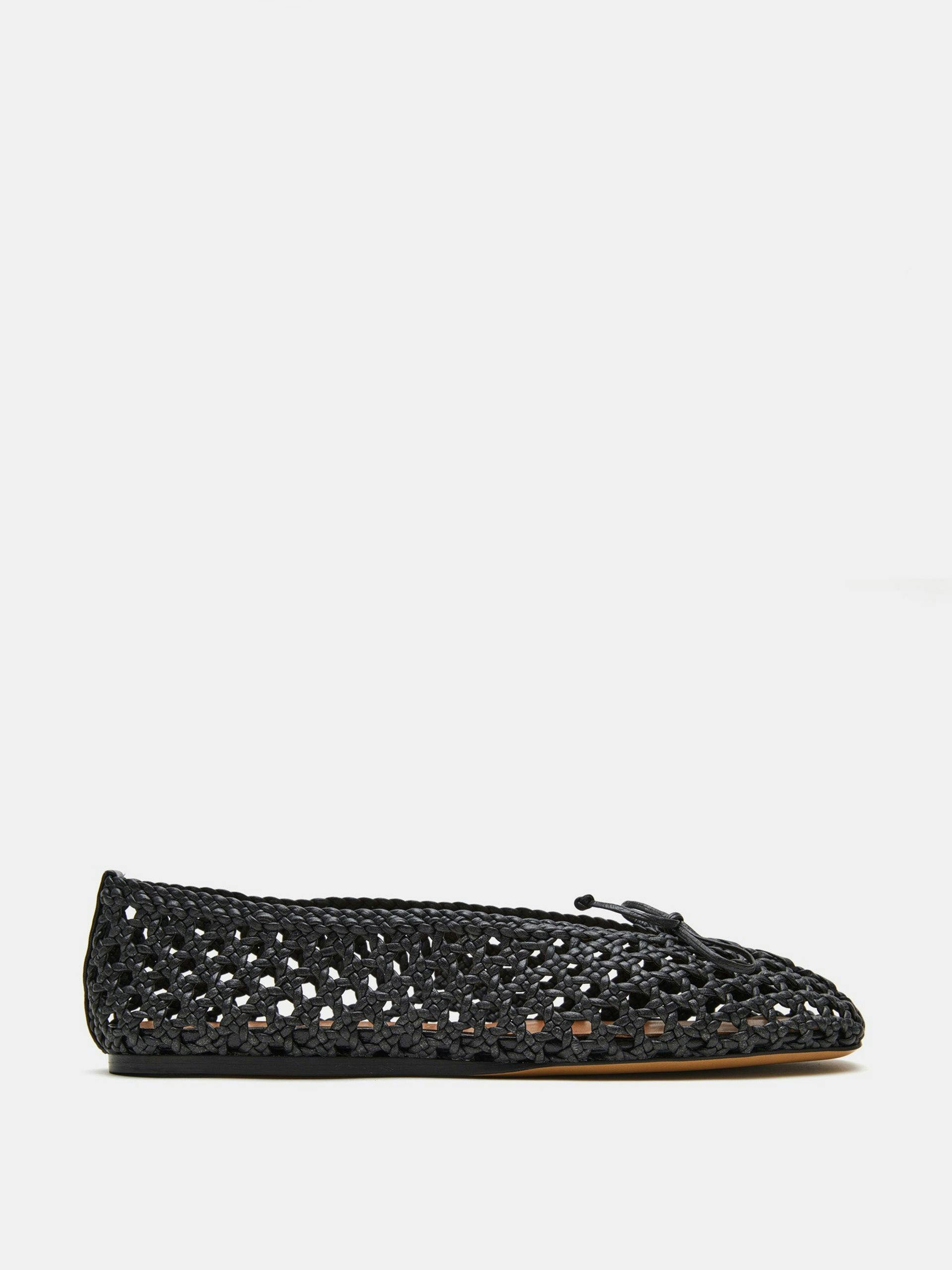 Black leather woven Regency slipper