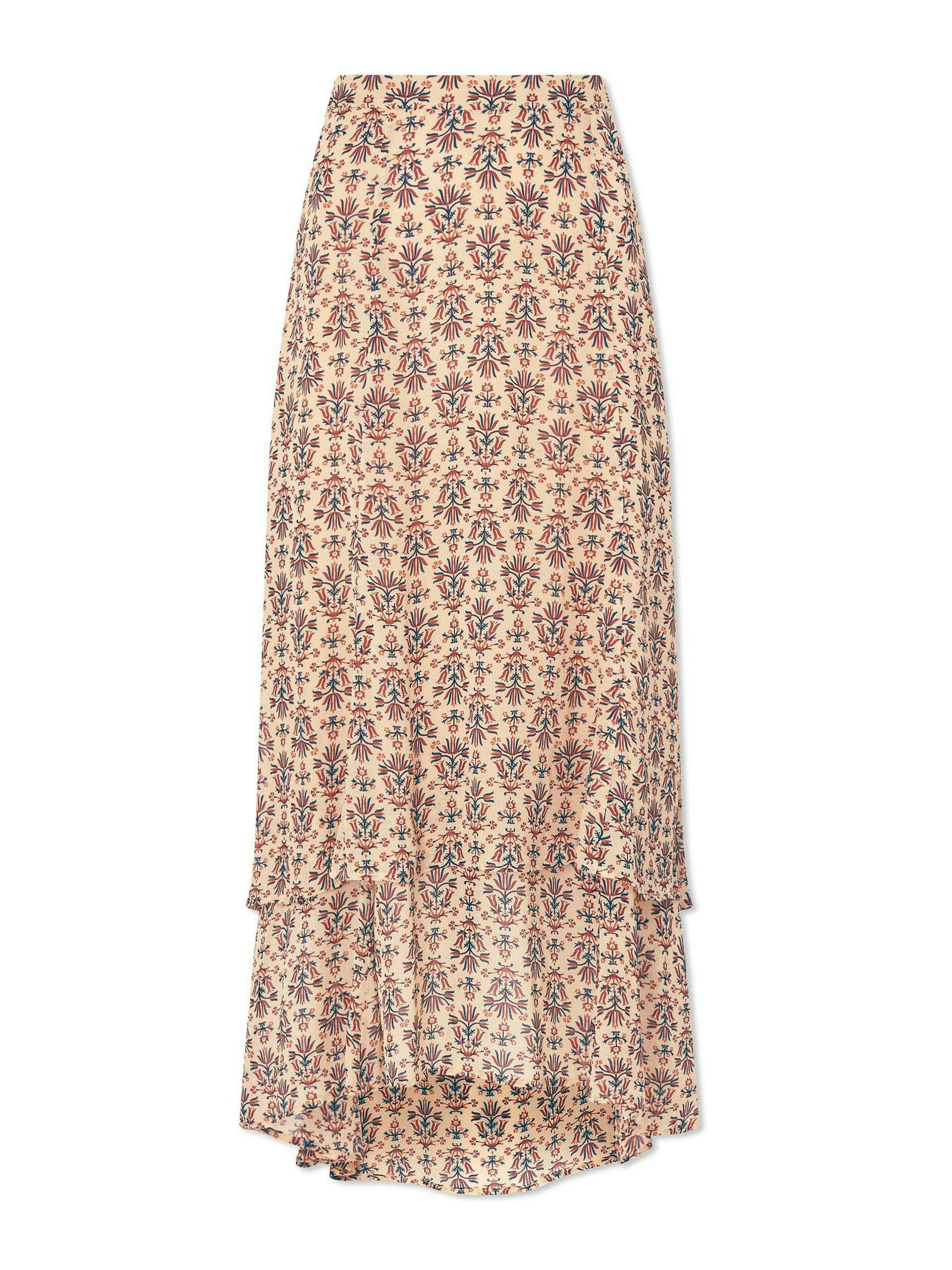 Lotta stone rust folk floral print skirt