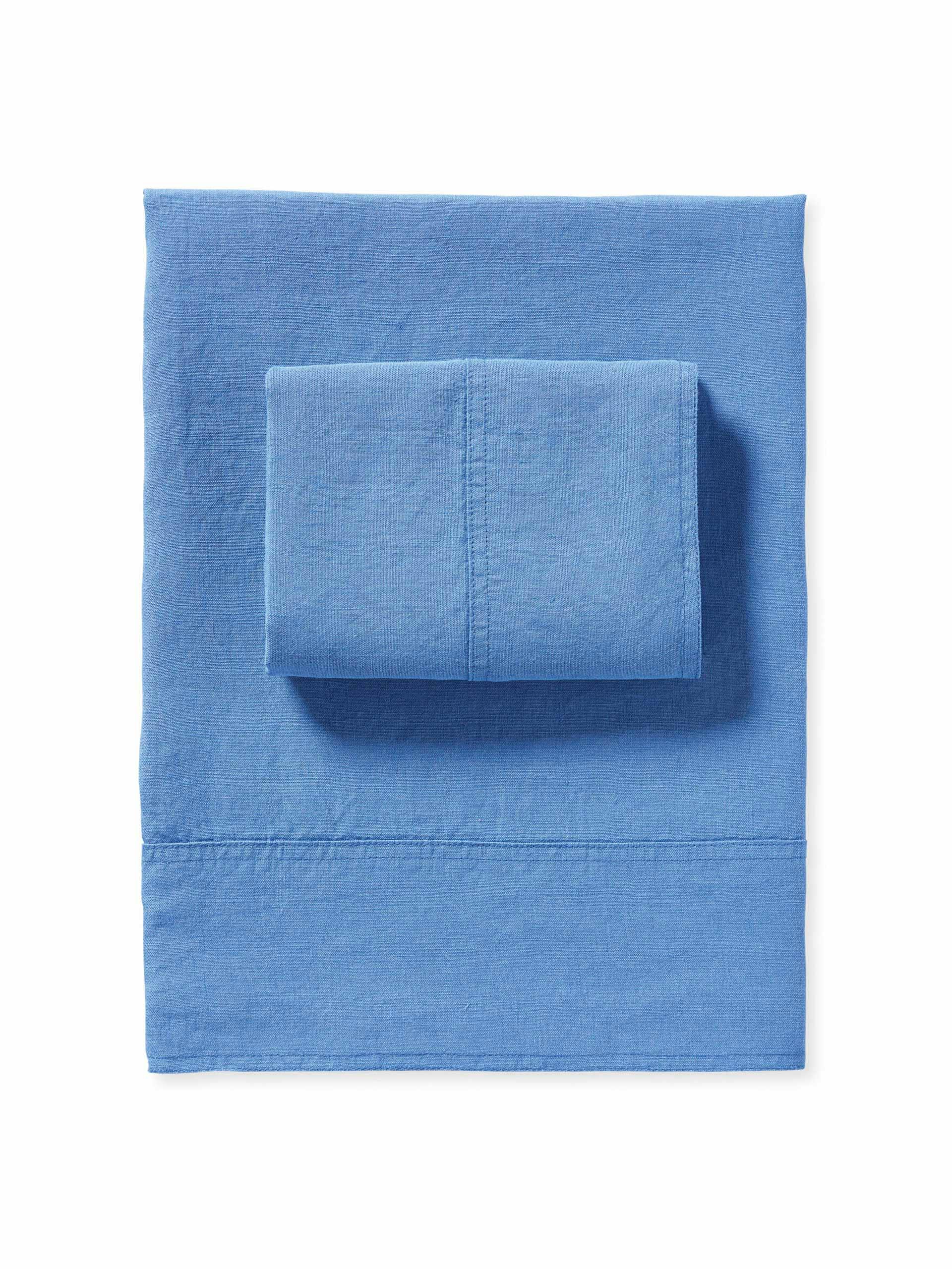 Blue linen sheet set