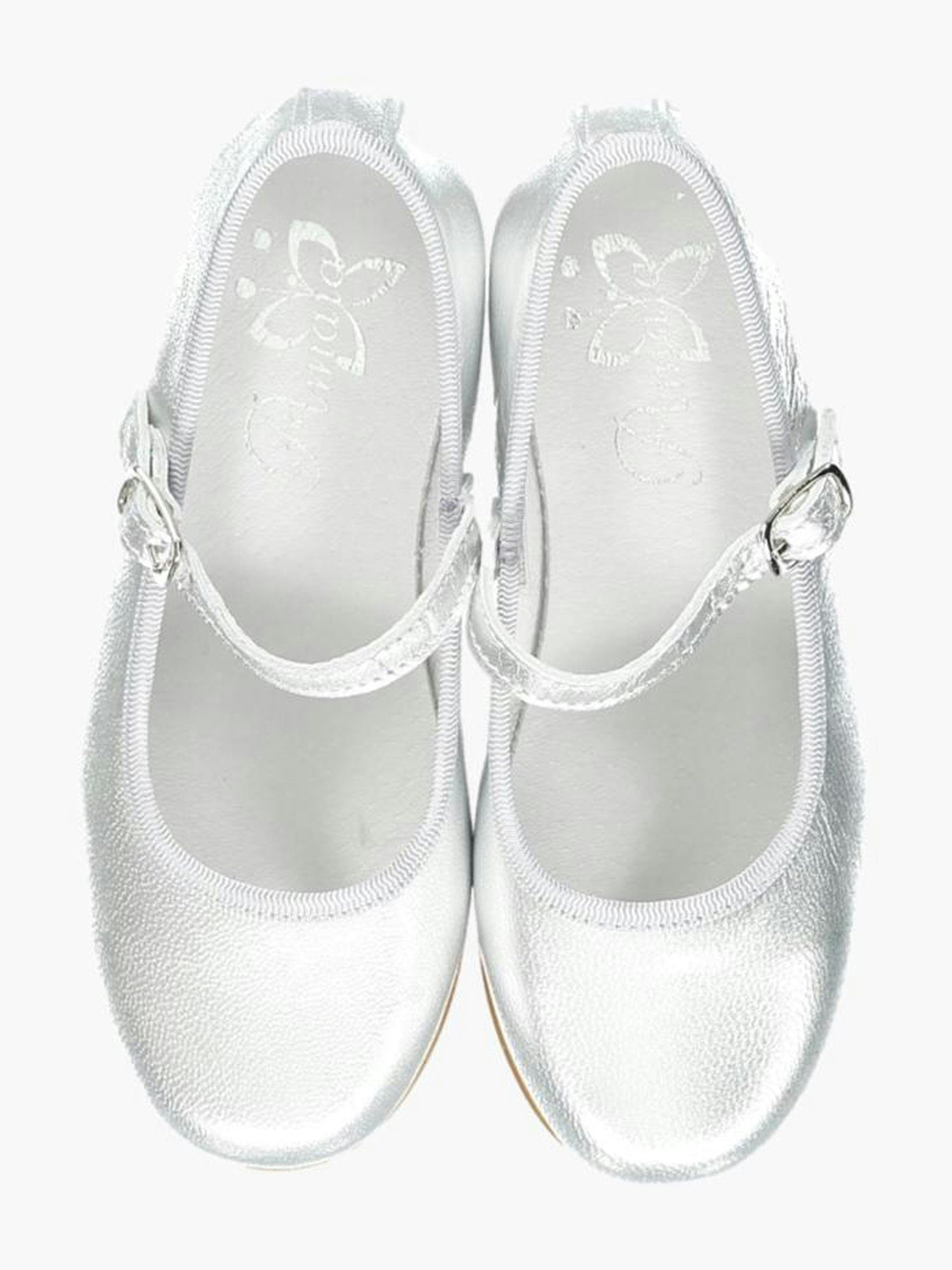 Silver leather Mary Jane girl's shoes