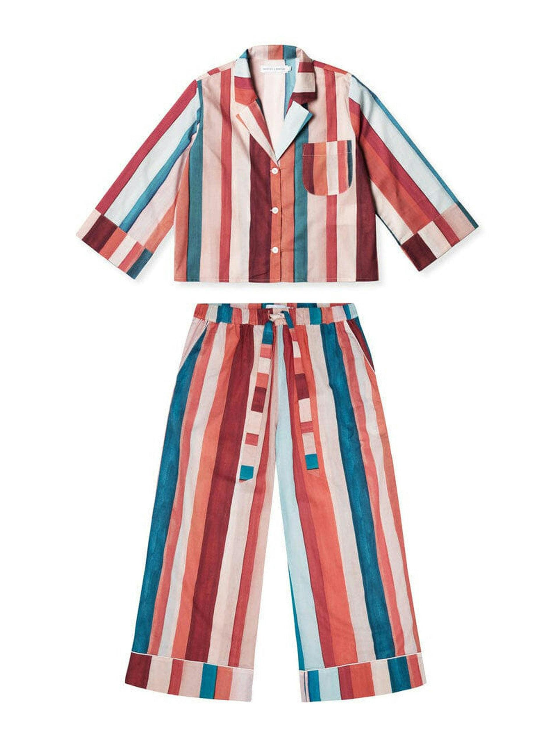 Multi-pink stripe long pyjama set