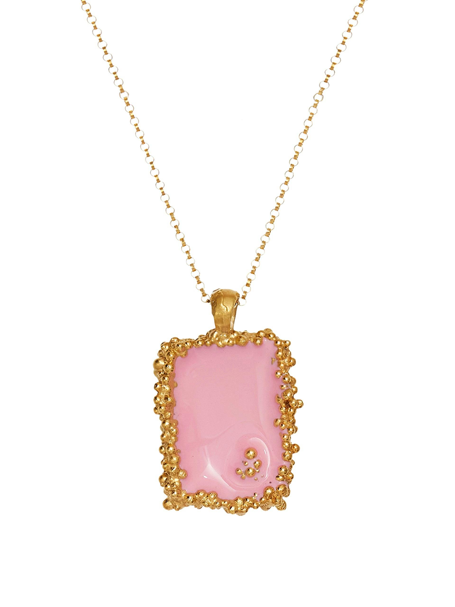 ‘Sun-Faded Fresco Vignette’ pink and gold necklace