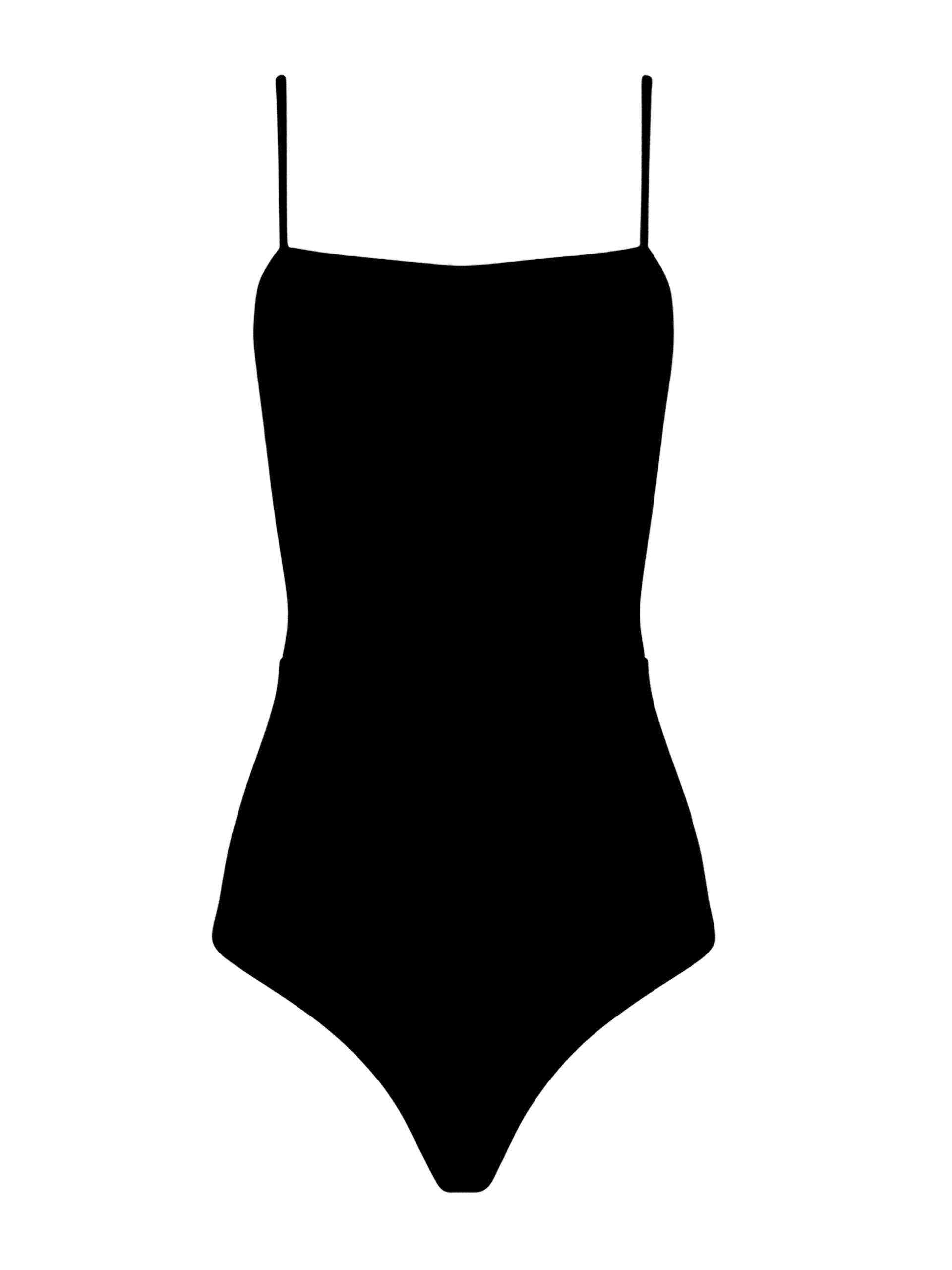 Black Edie straight neckline swimsuit