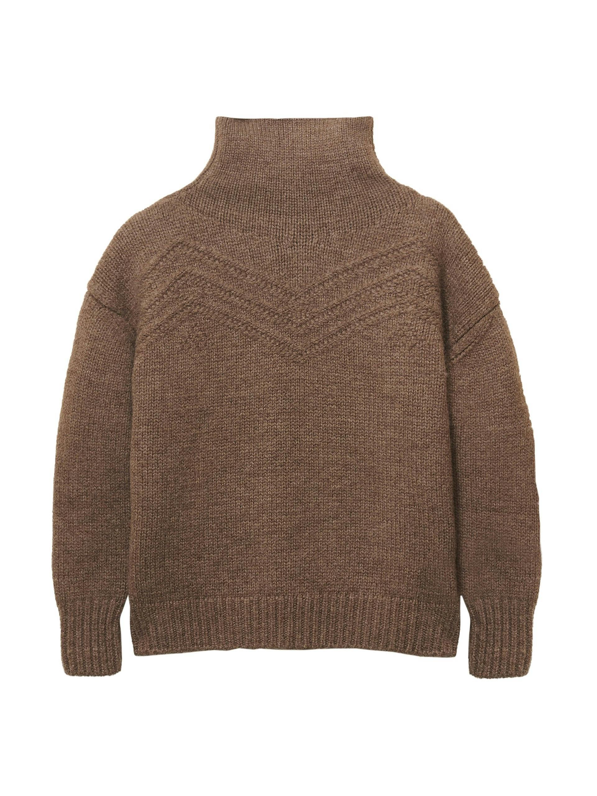 The Lorton funnel knit in un-dyed brown