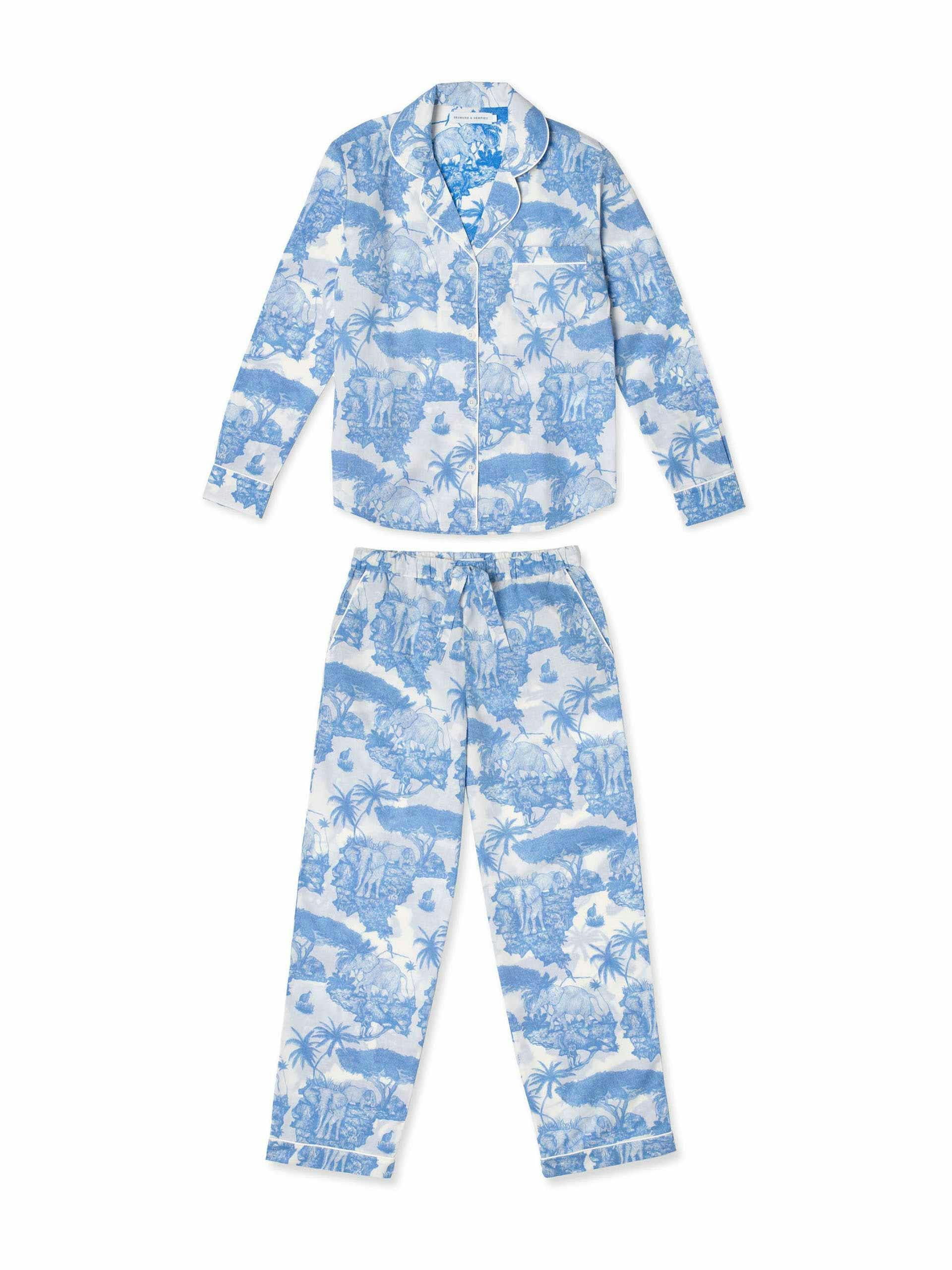 Long blue print Loxodonta pyjama set