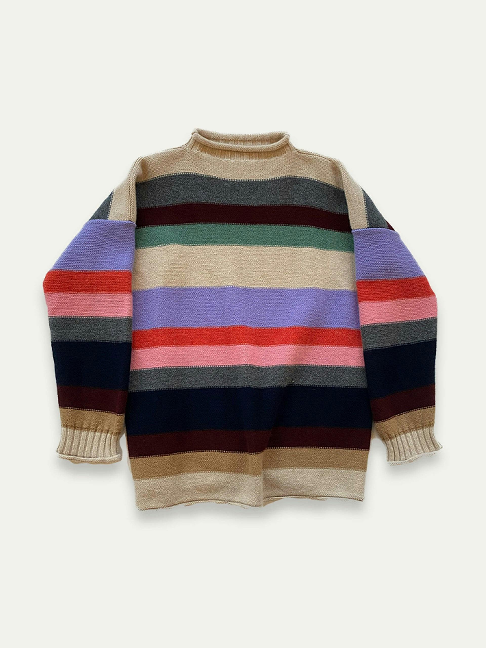 Alva boatneck sweater in oatmeal stripe