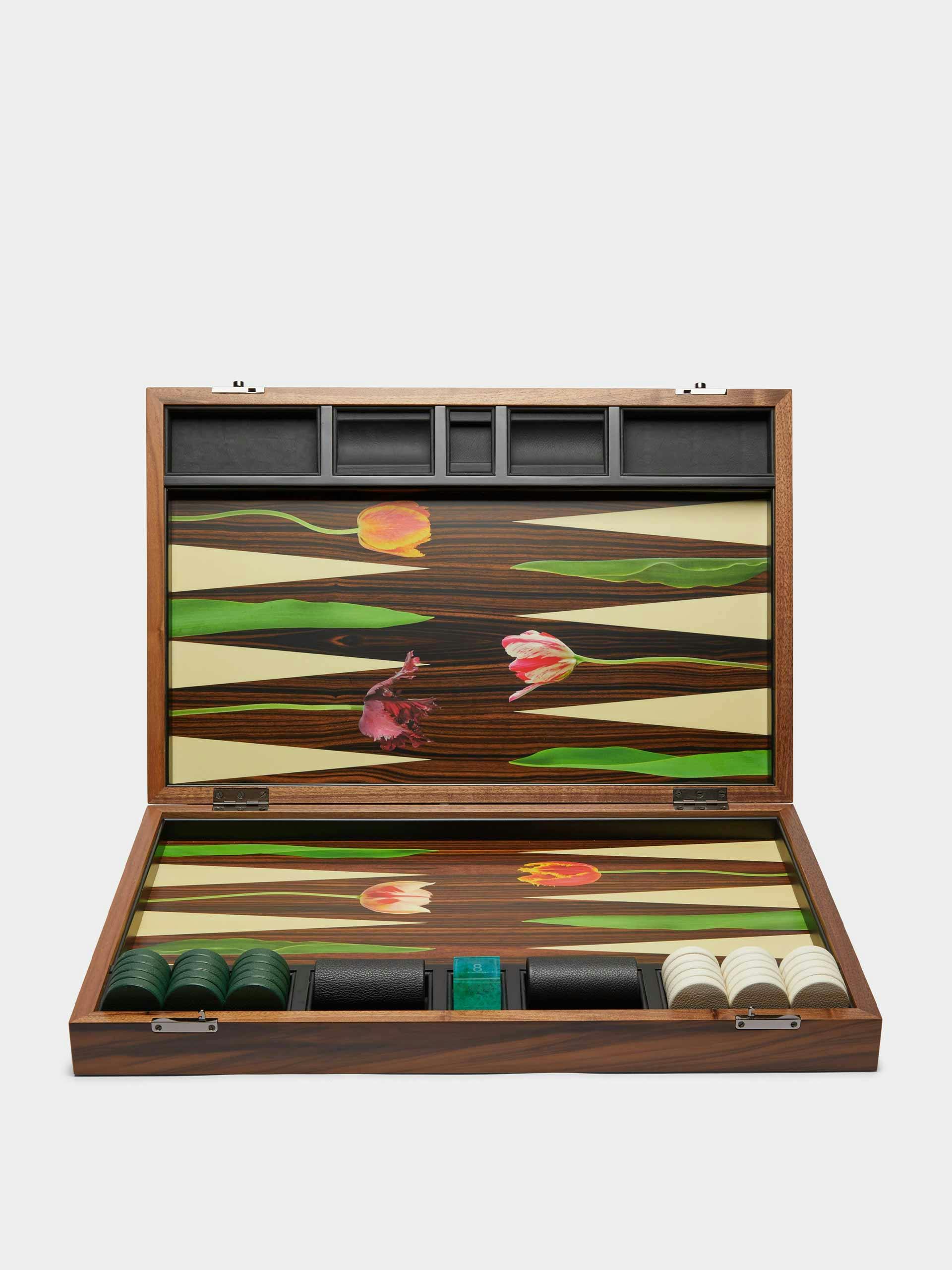 Tulip leather backgammon set