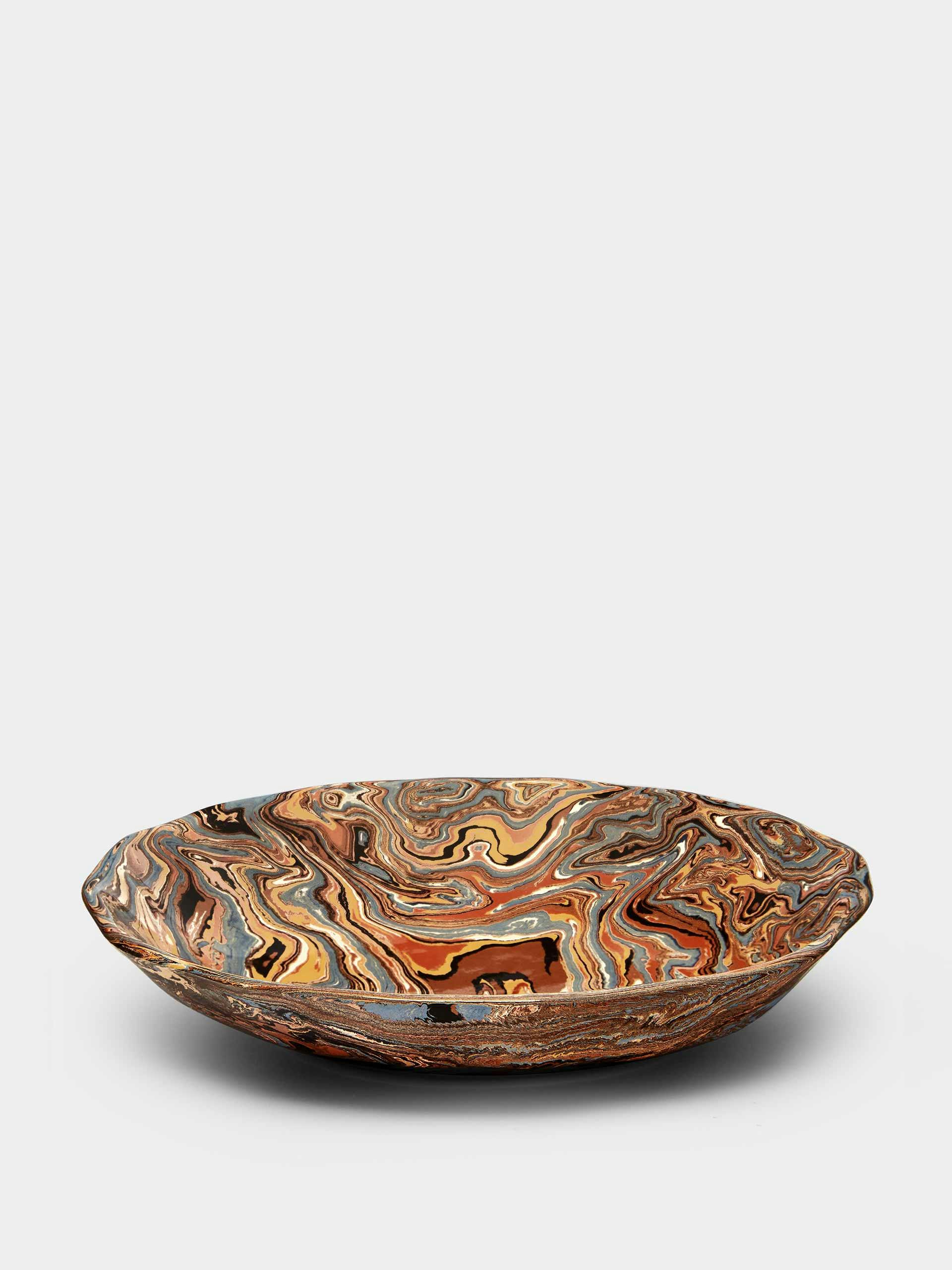 Marbeled oval serving bowl