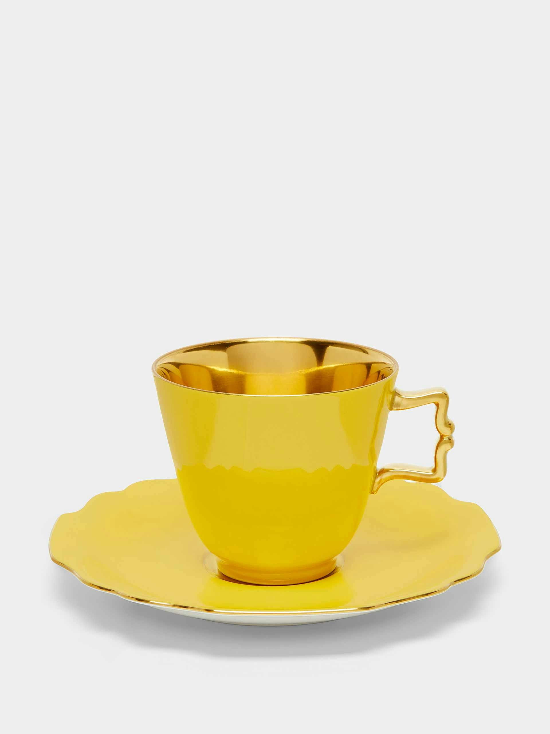 Hand-painted coffee cup and saucer set