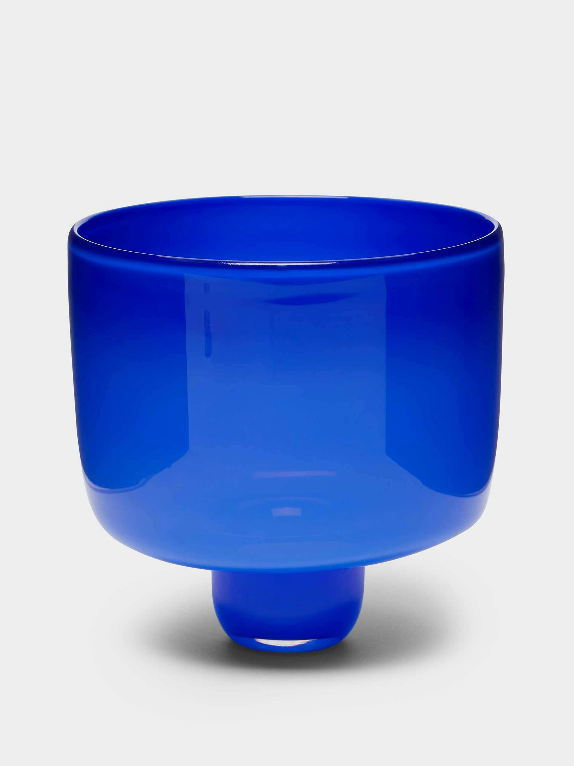 Blue glass ice cream bowl