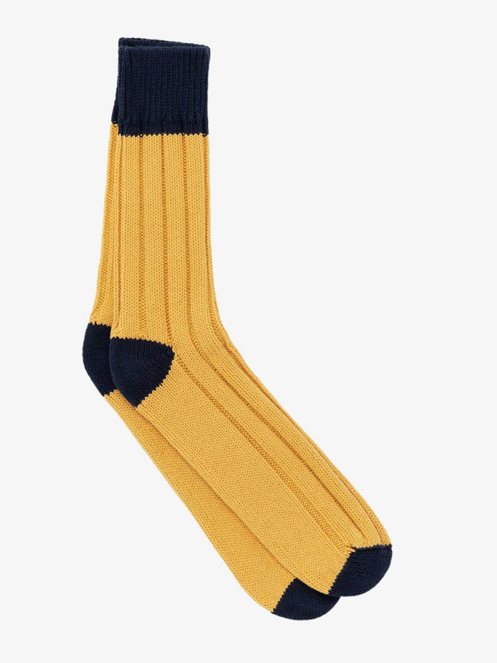 Yellow ribbed crew sock