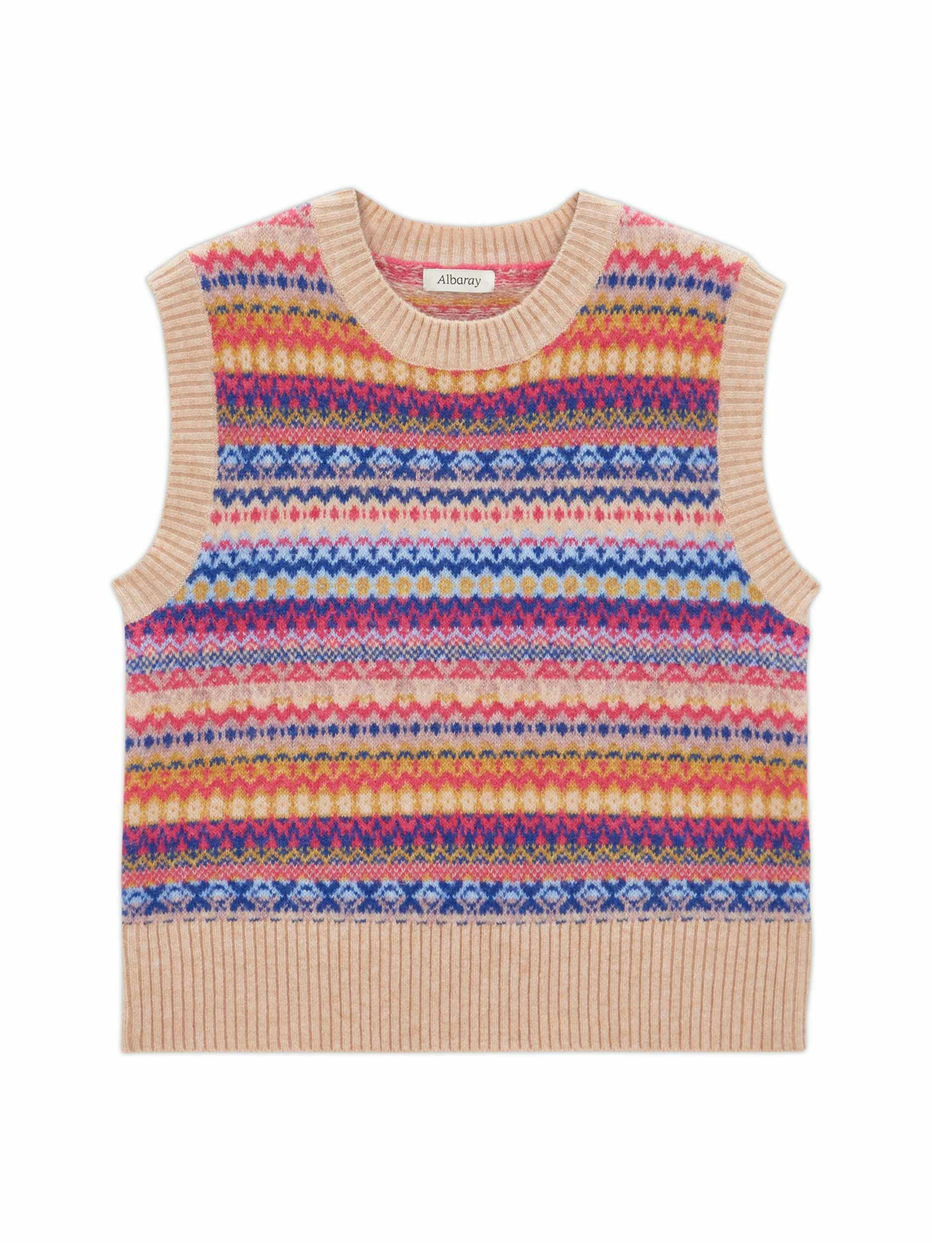 Multicoloured fairisle knit vest