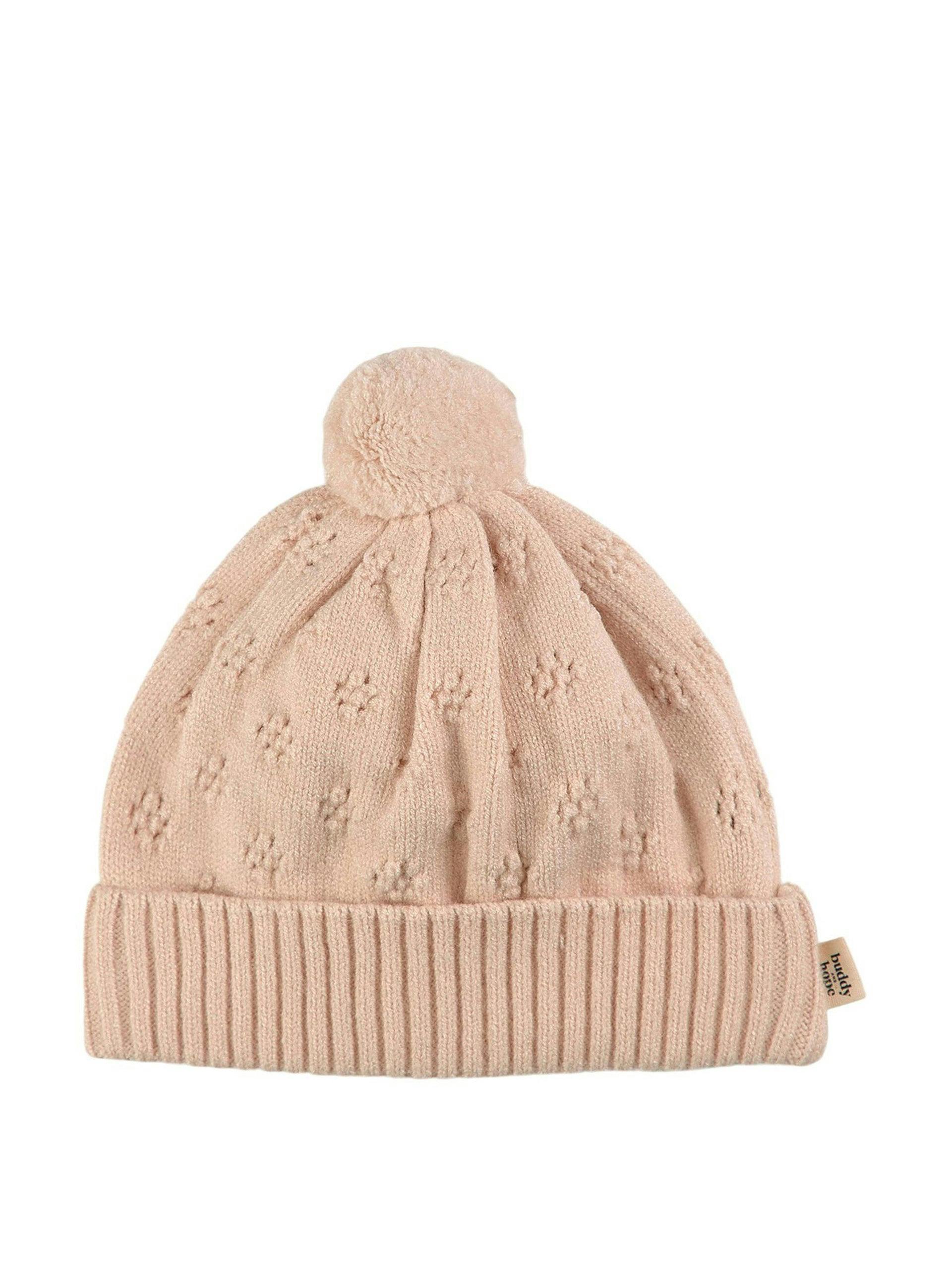 Pink knitted bobble hat