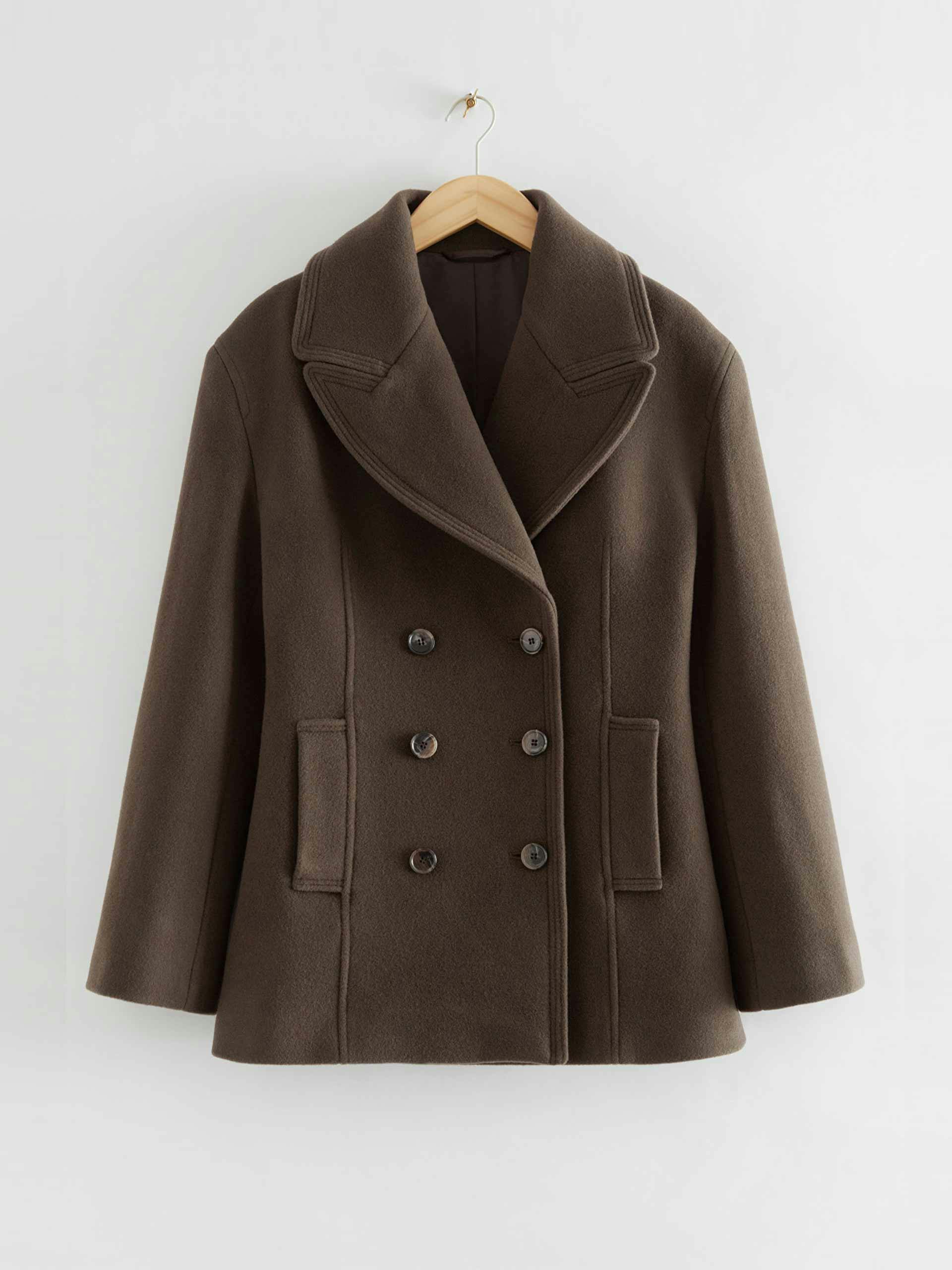 Brown wool pea coat