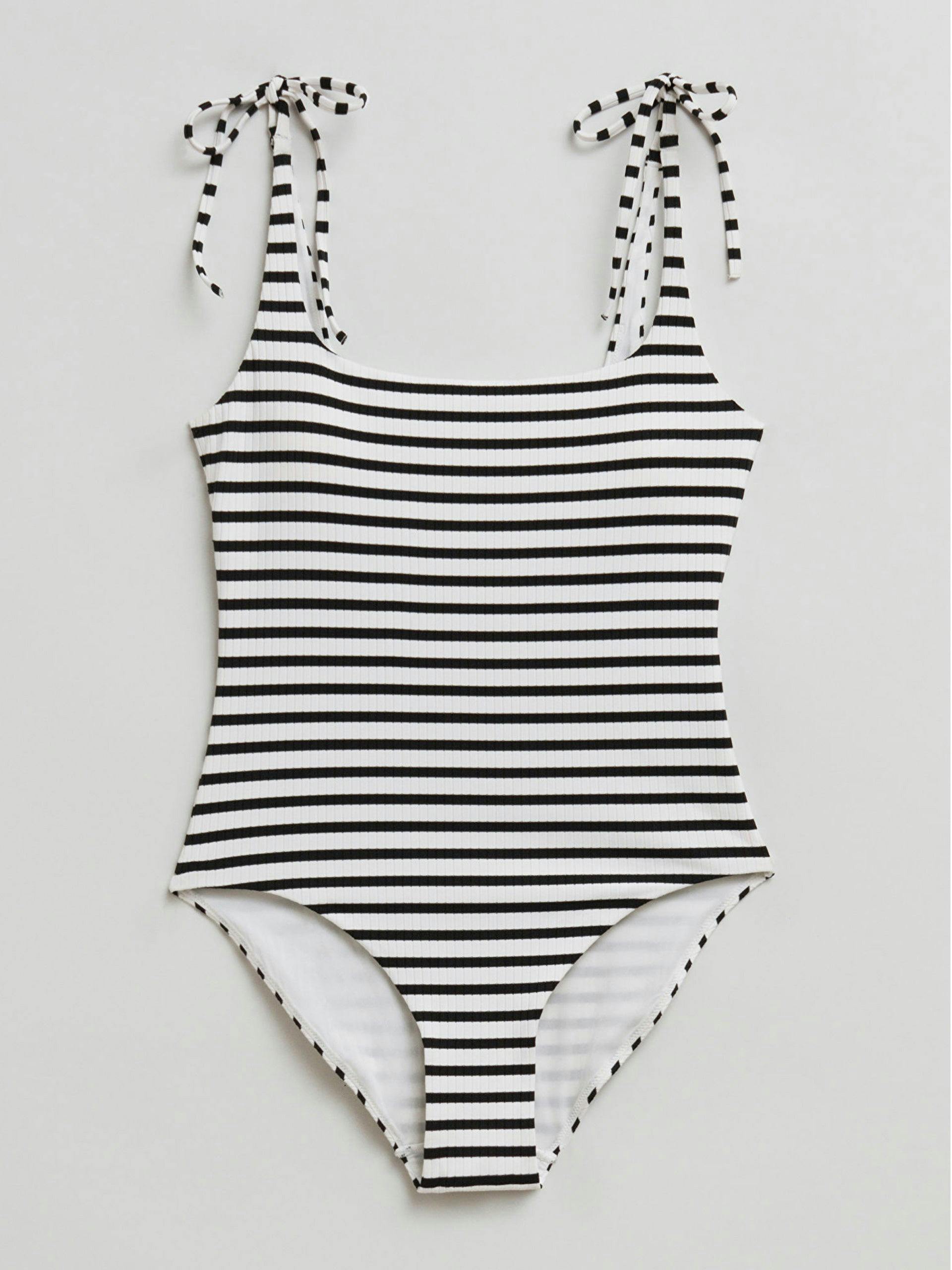 Black and white striped swimsuit