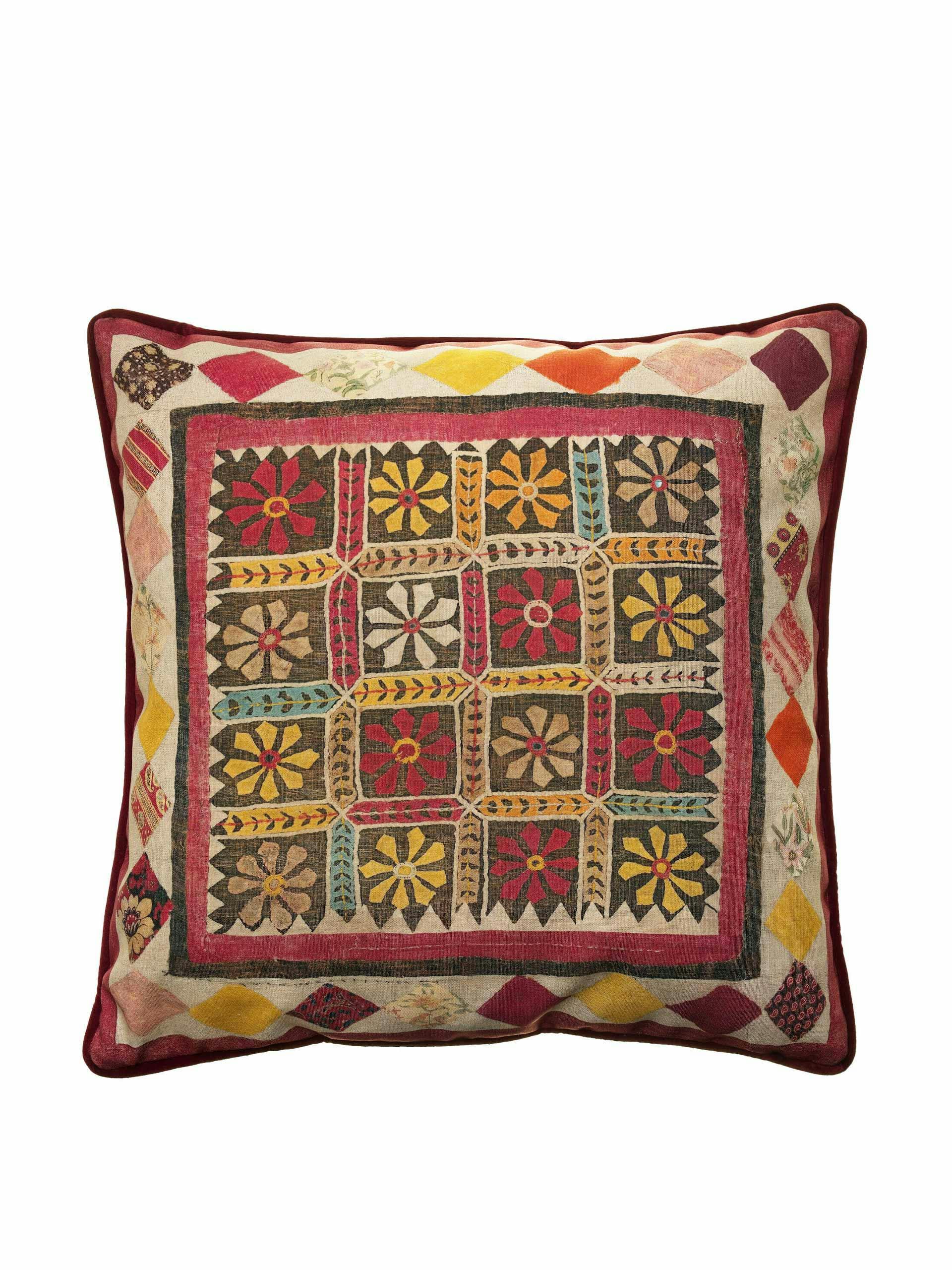 Antique inspired floral cushion