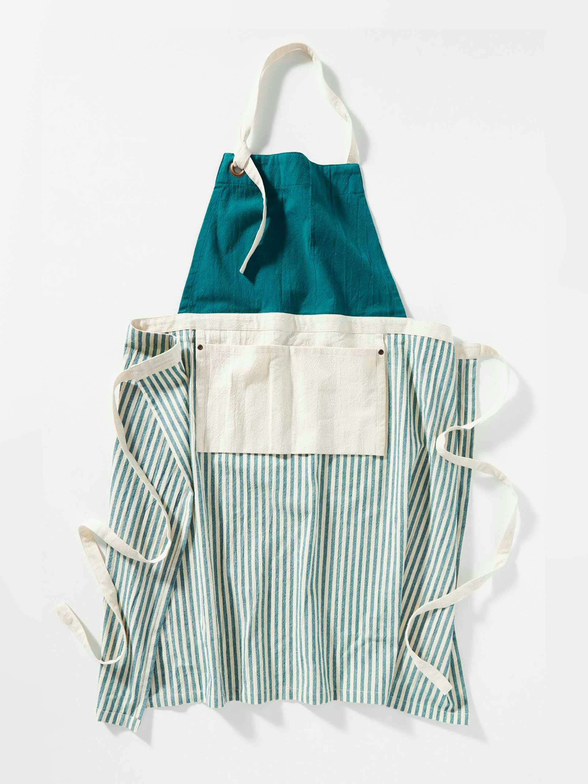 Turquoise striped apron