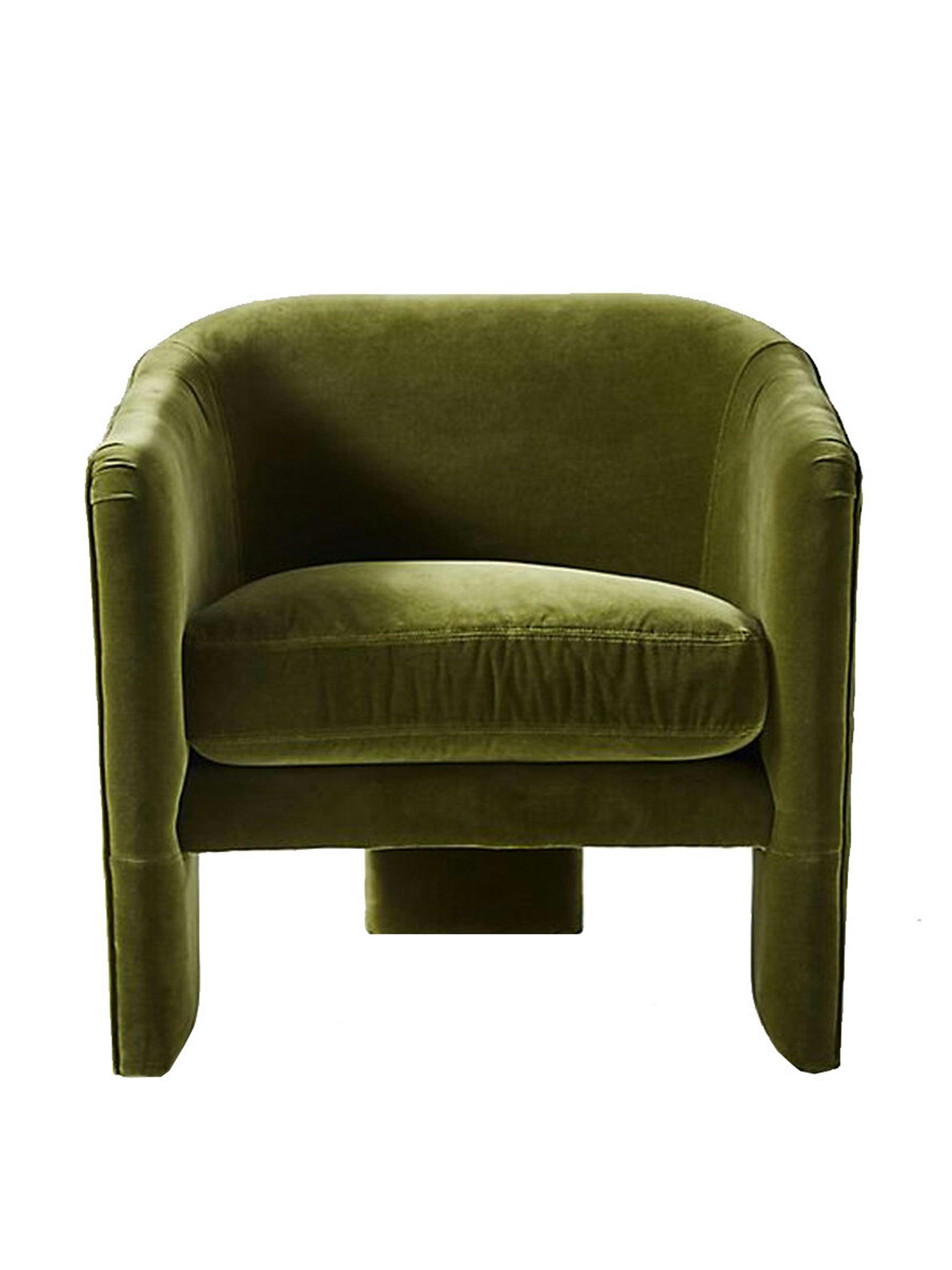 Velvet green tripod armchair