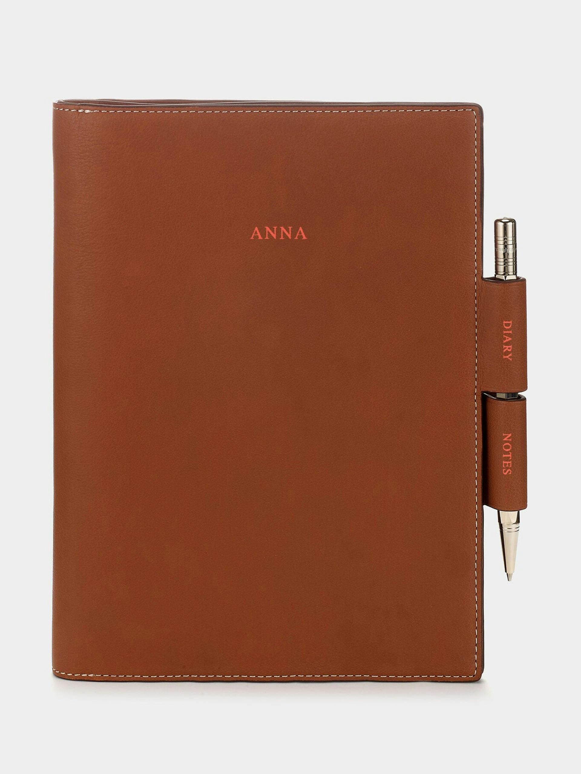 Personalised leather two way journal
