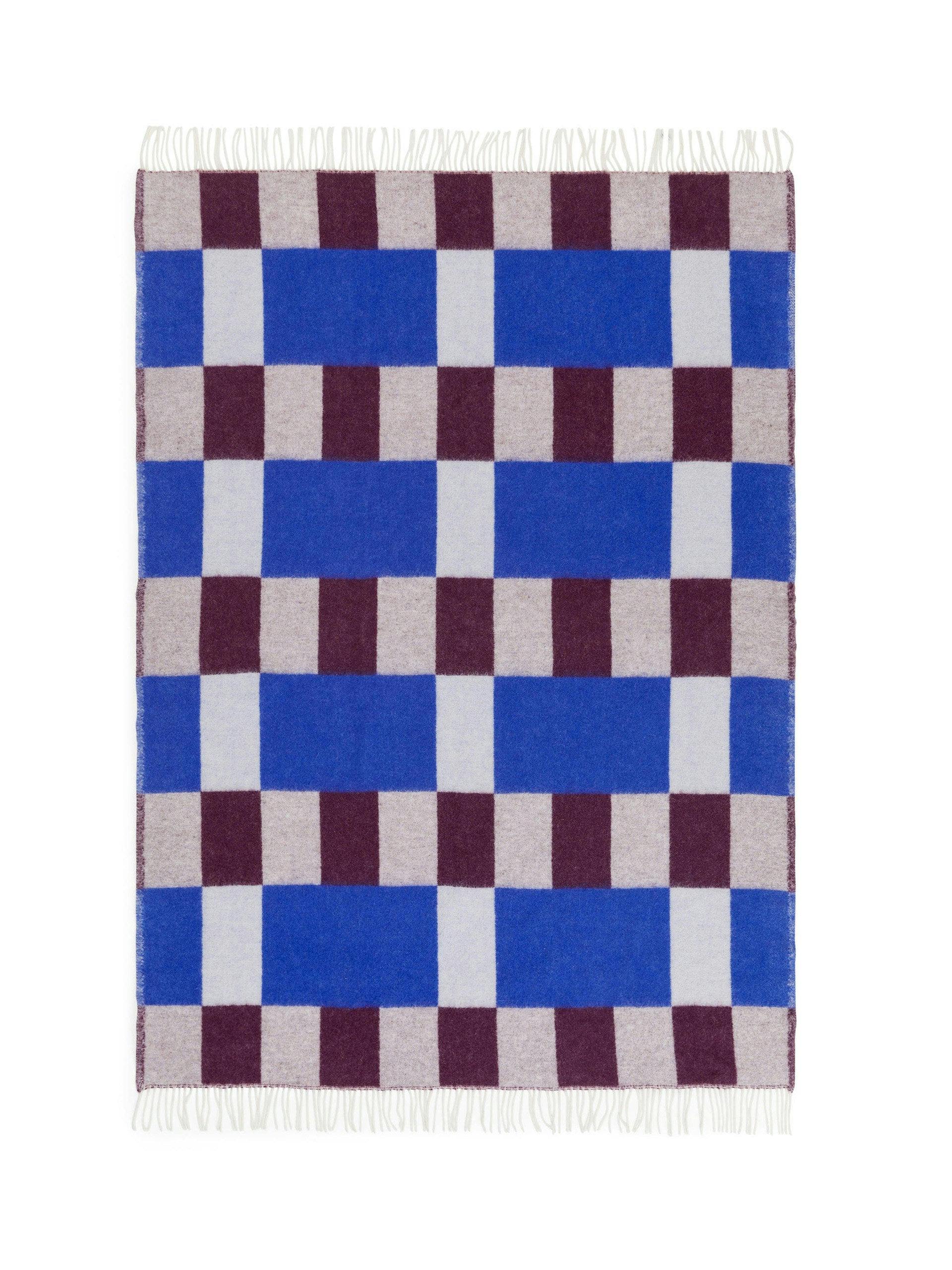 Blue and purple checked lambswool blanket