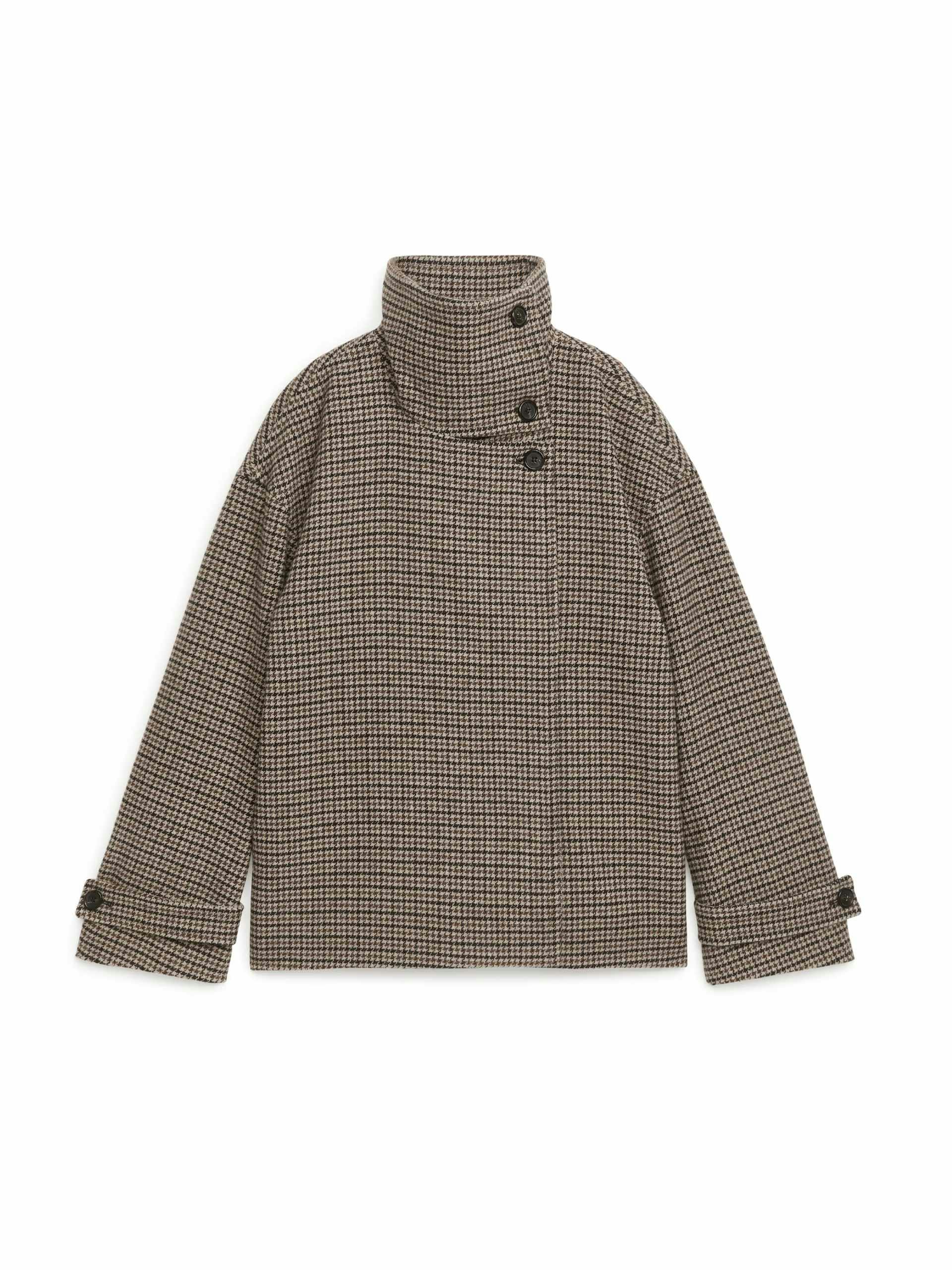 Chequered wool-blend jacket