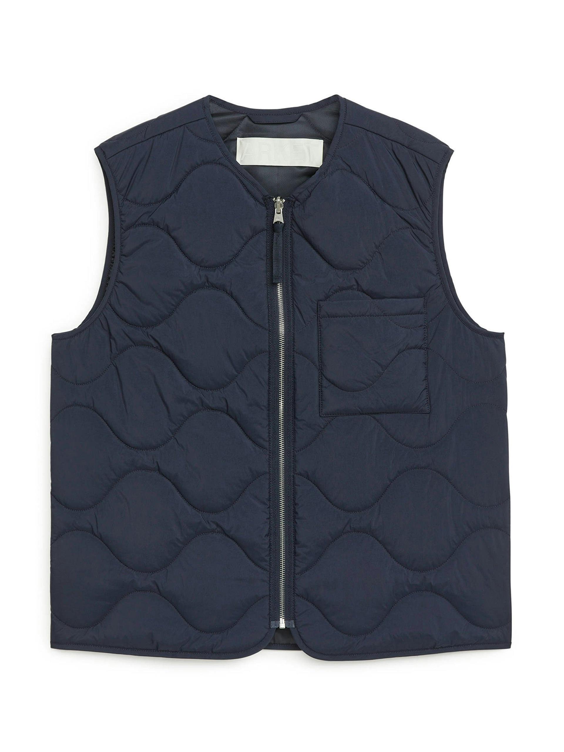 Navy quilted liner vest