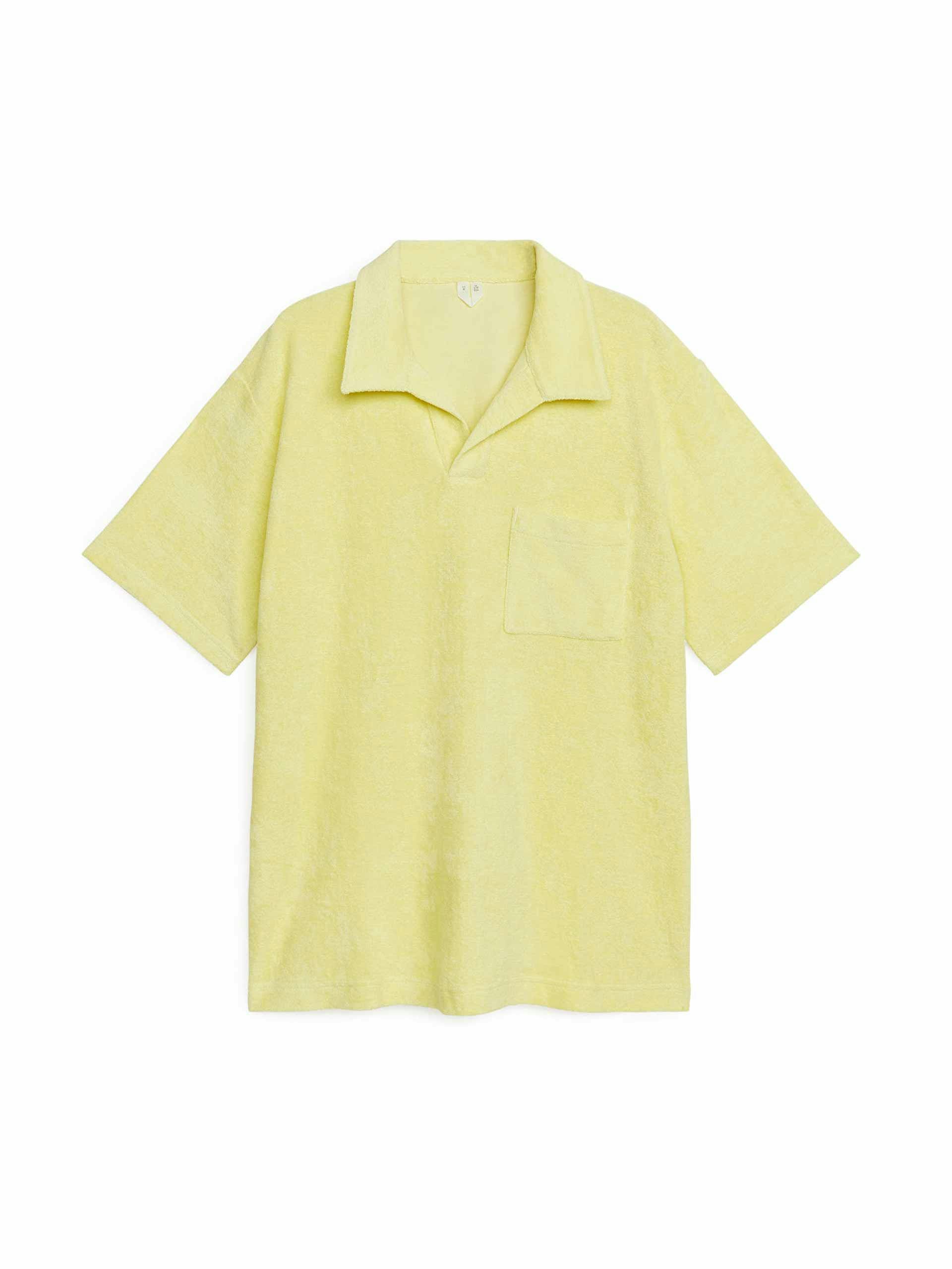 Yellow towelling polo shirt