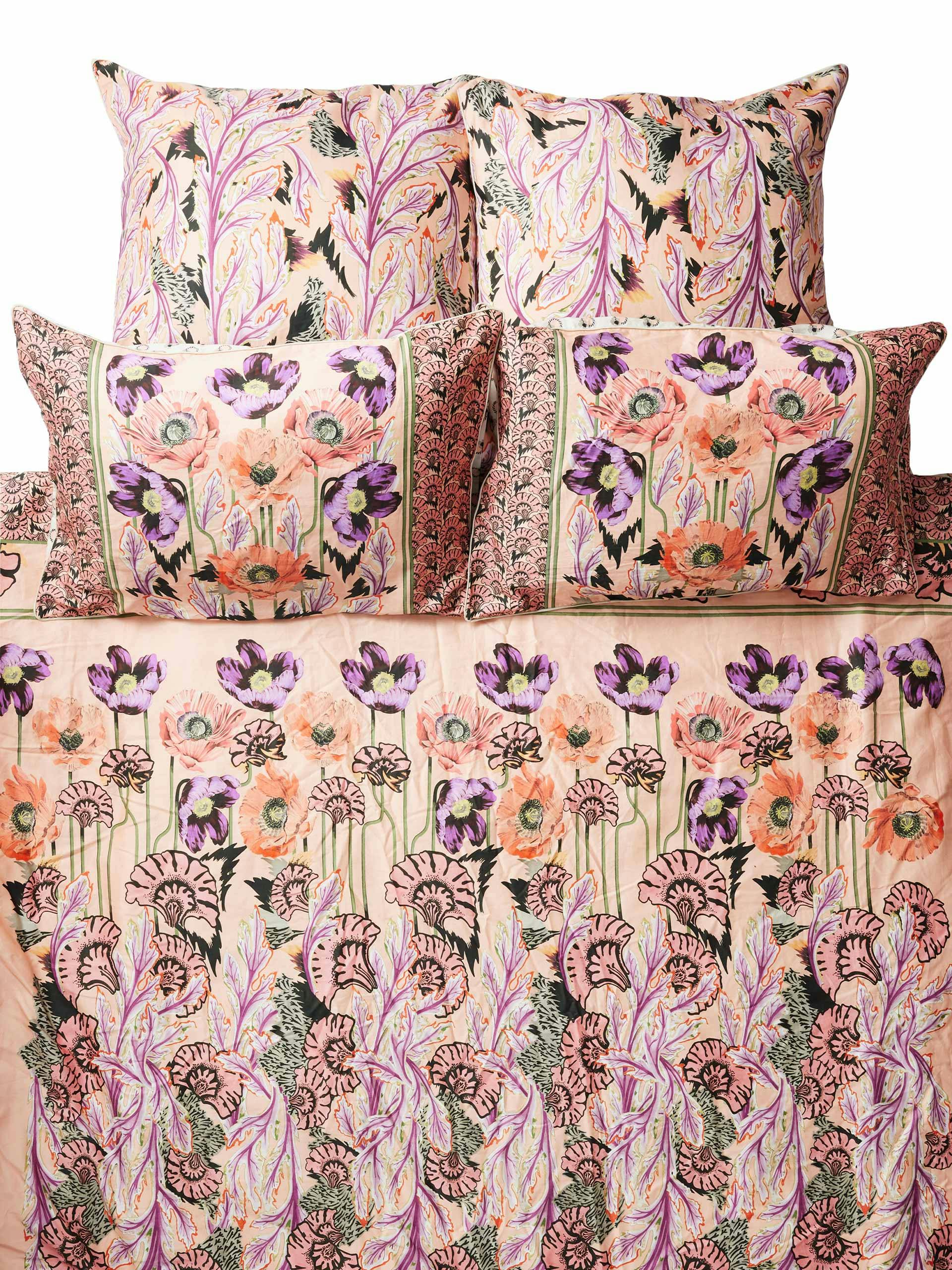 Pink and purple floral printed duvet cover