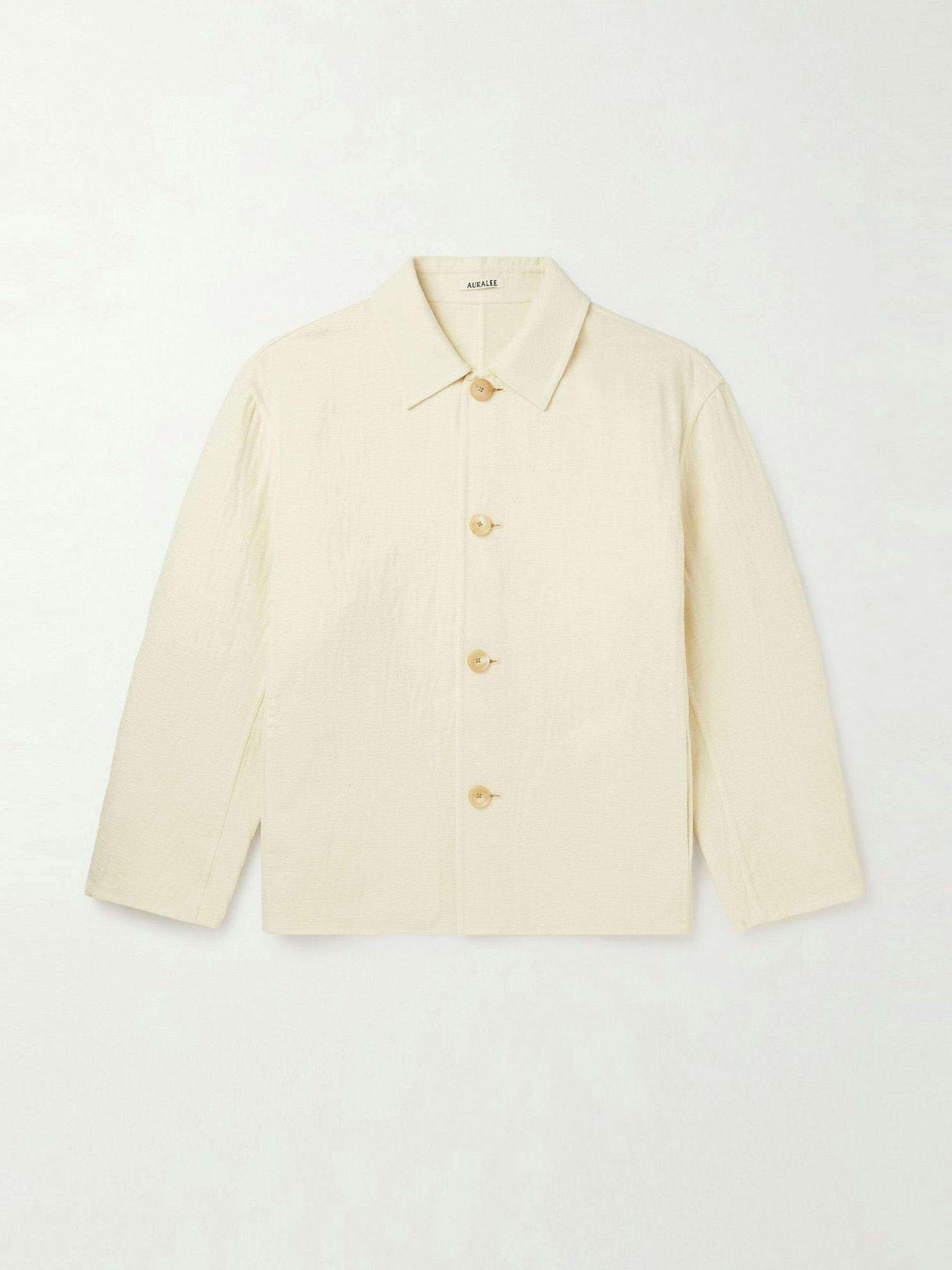 Cream cotton-blend jacket