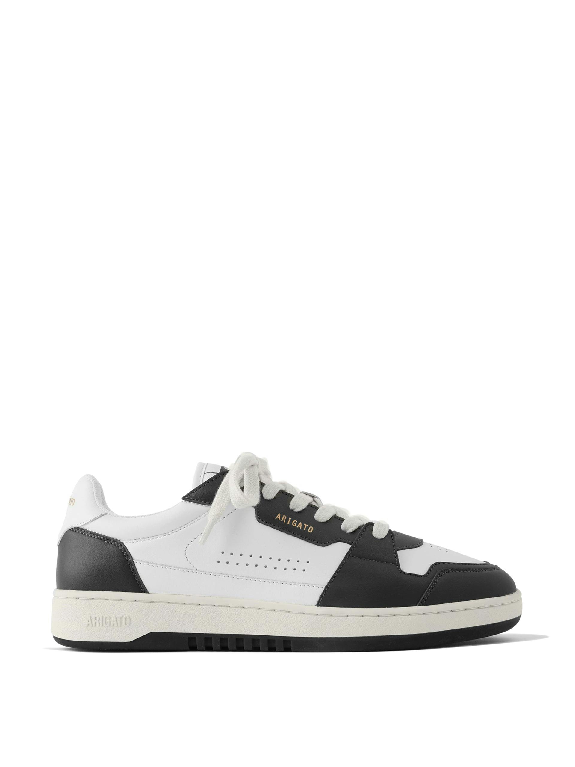 Black and white leather trainers