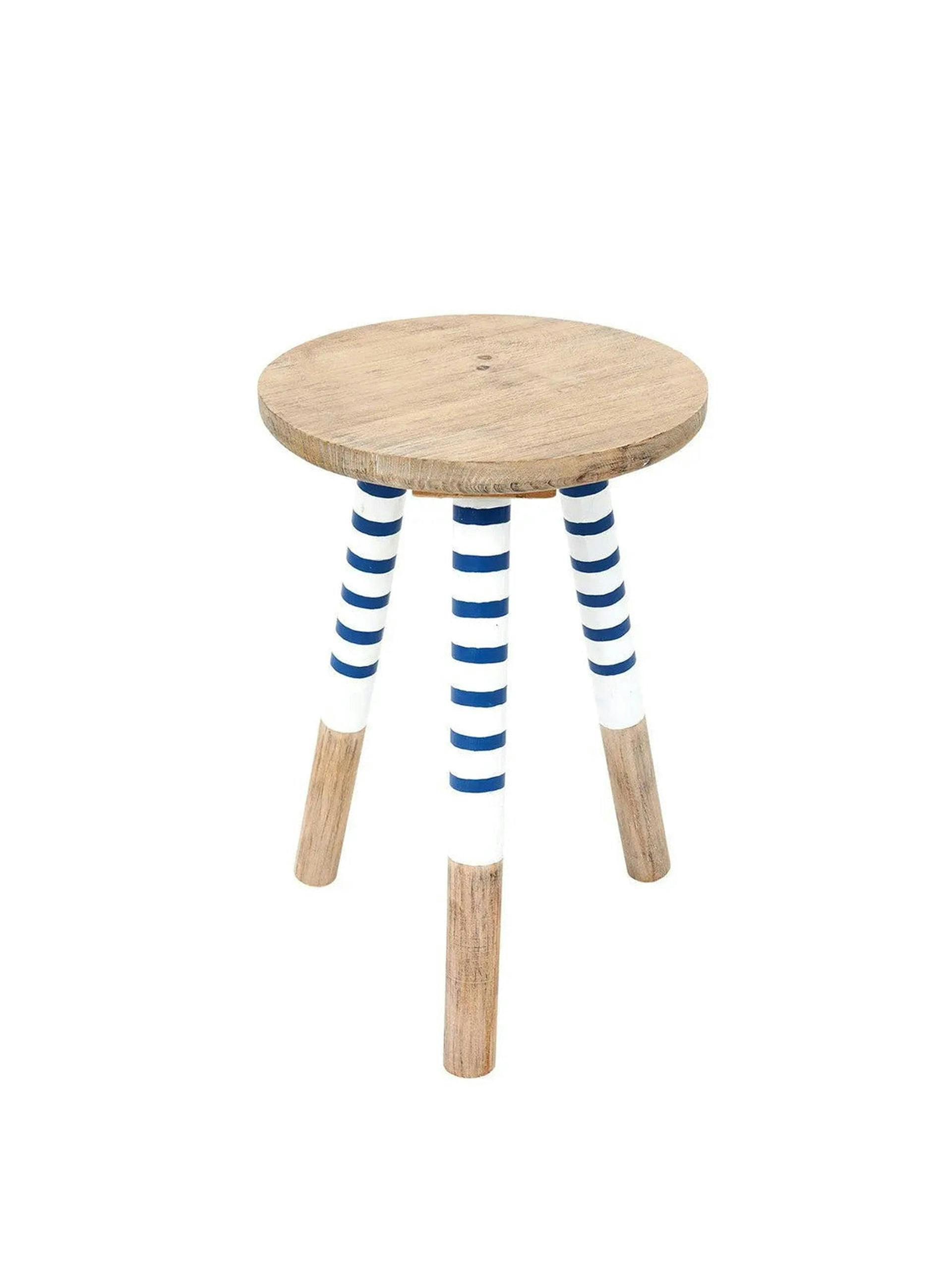 Wooden enamel striped stool