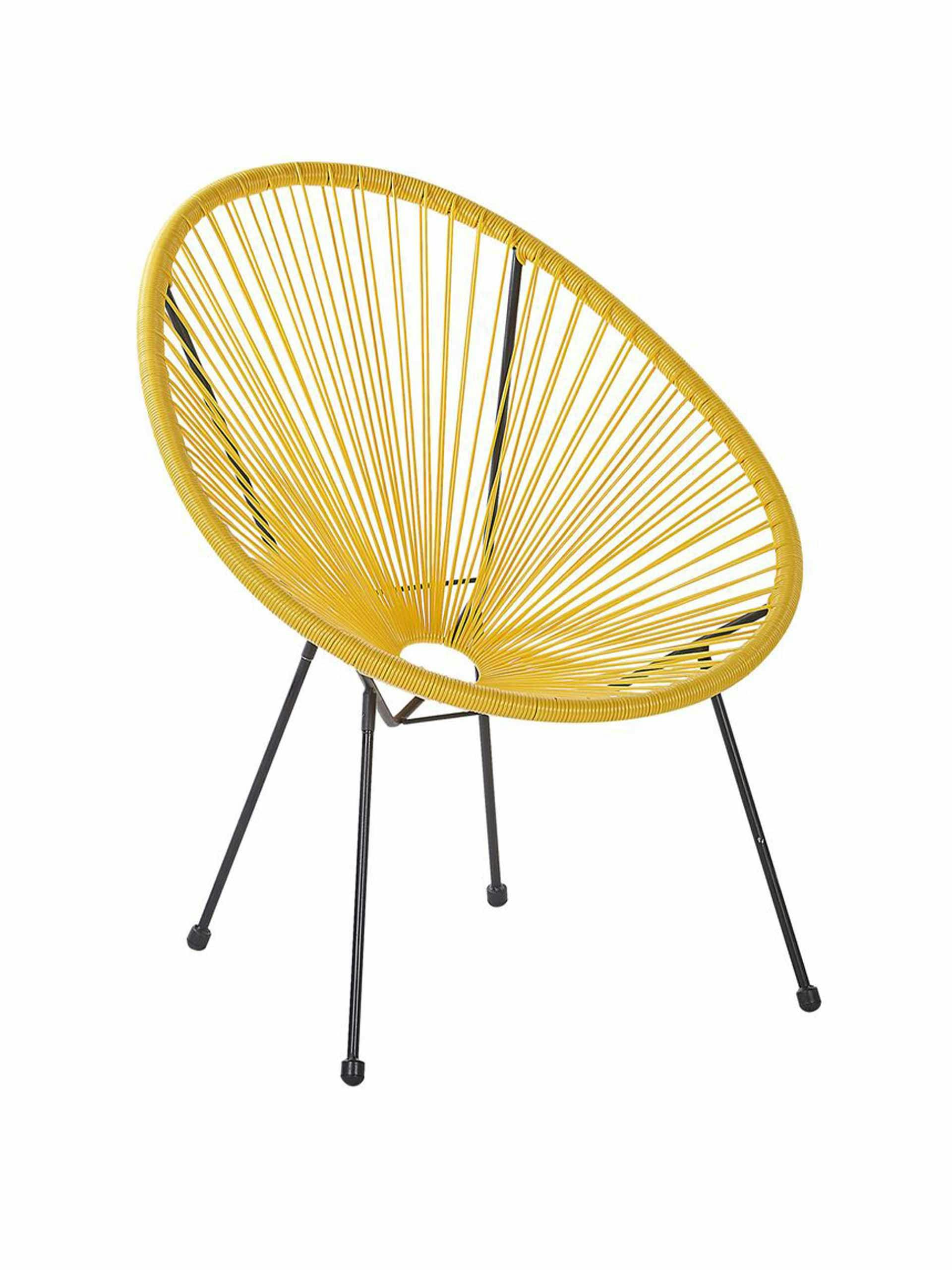 Set of 2 yellow rattan chairs