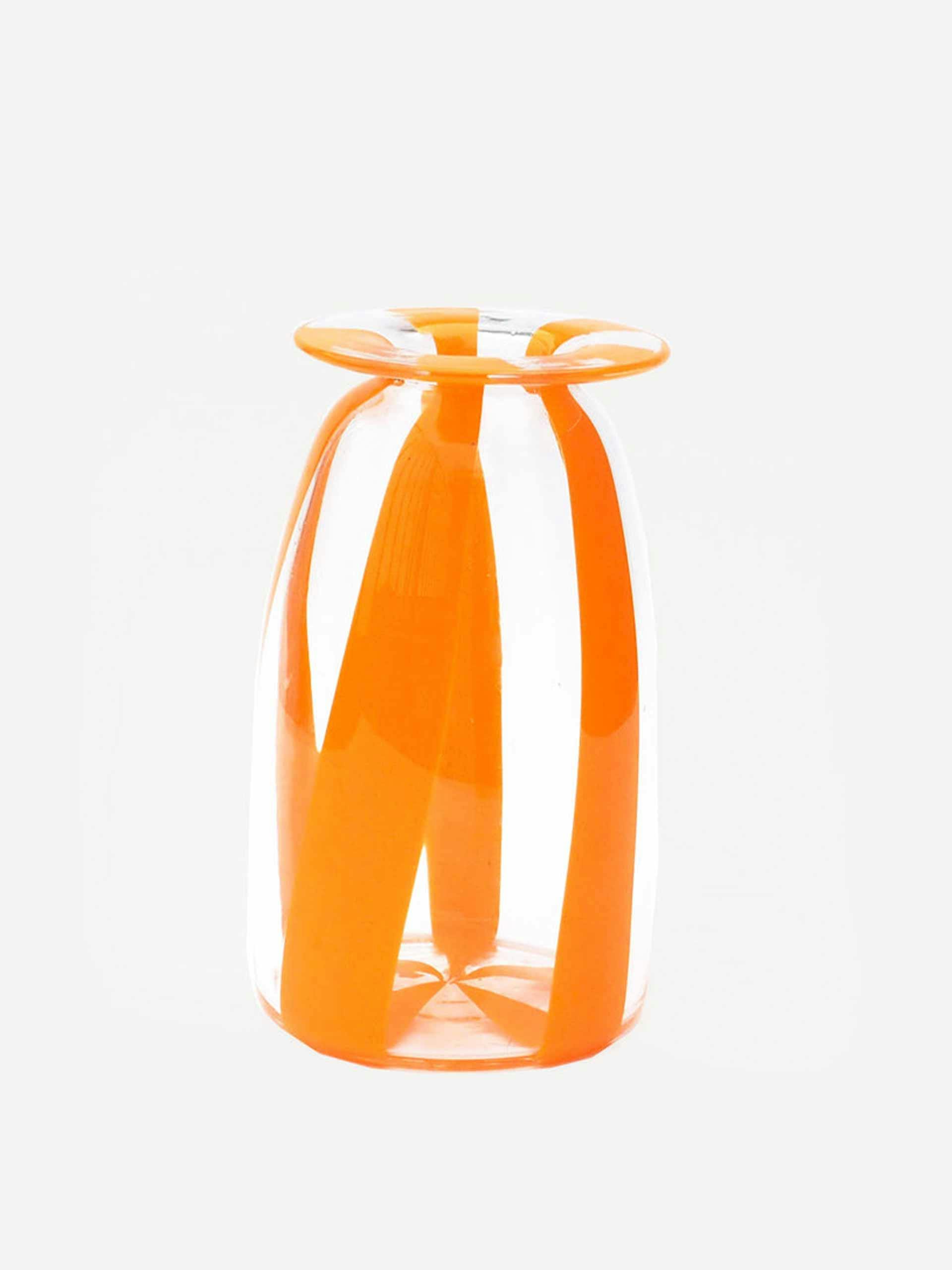 Orange striped glass vase