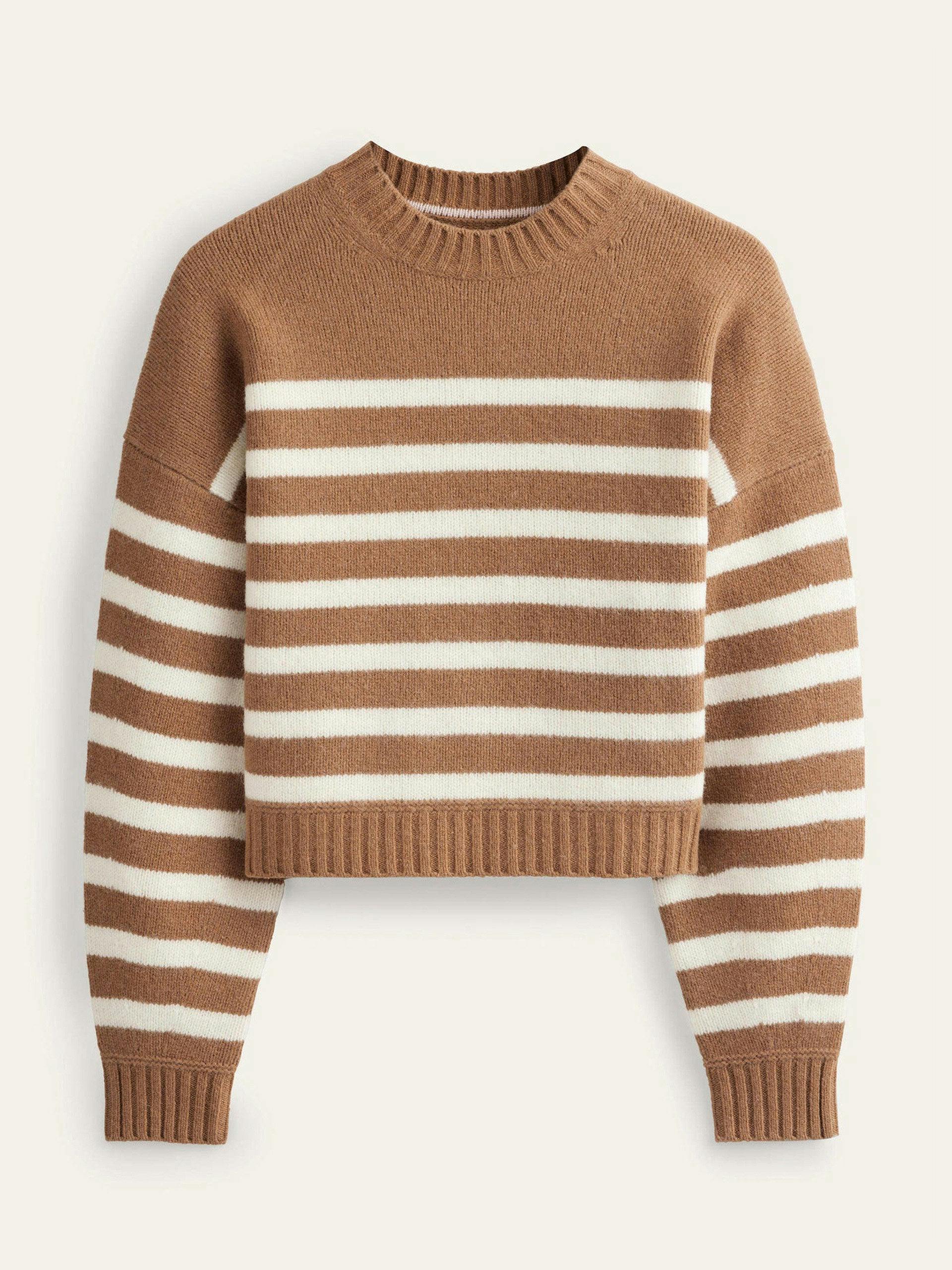 Brushed wool cropped stripe jumper