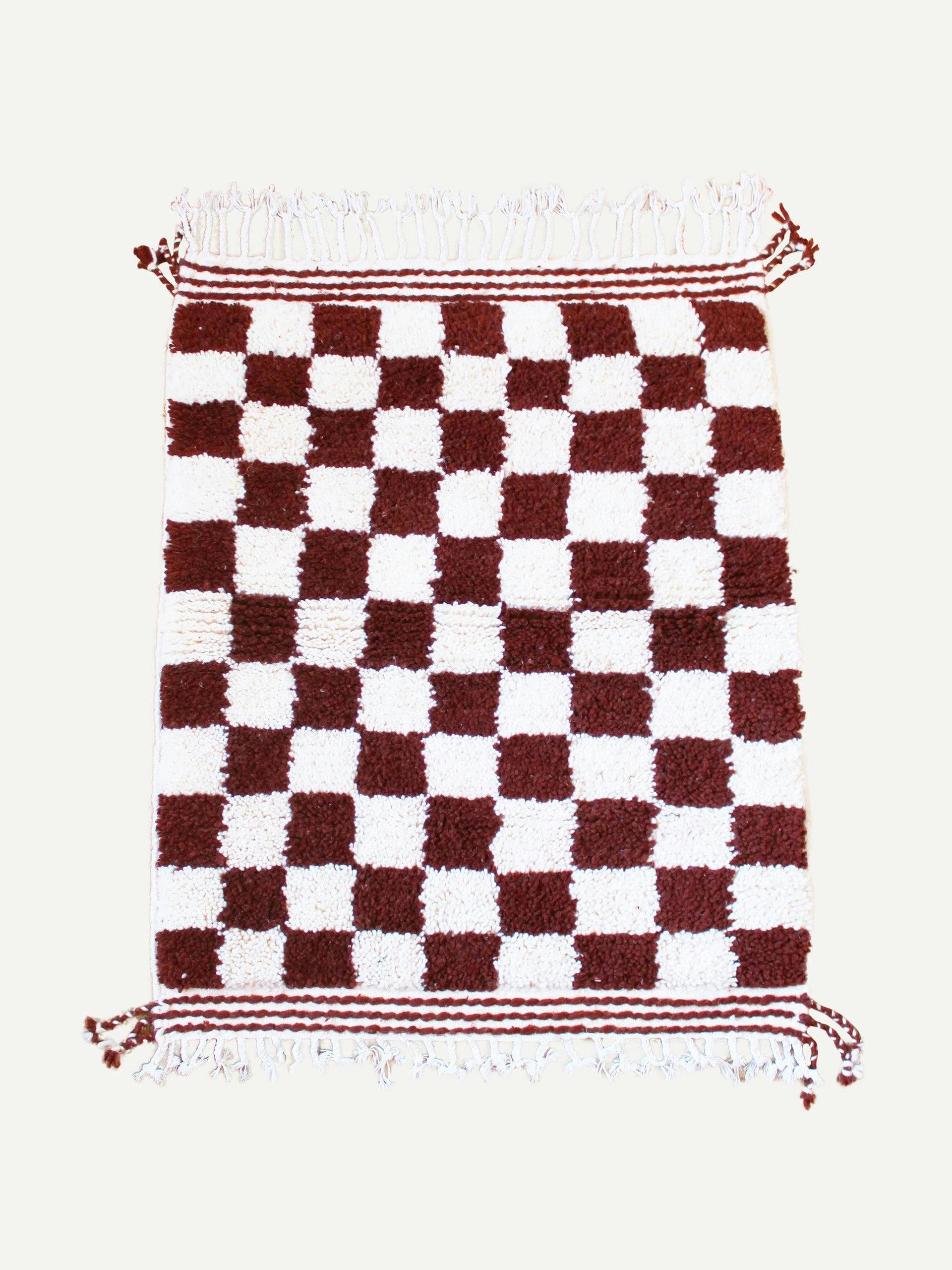 Cocoa brown checkerboard berber rug
