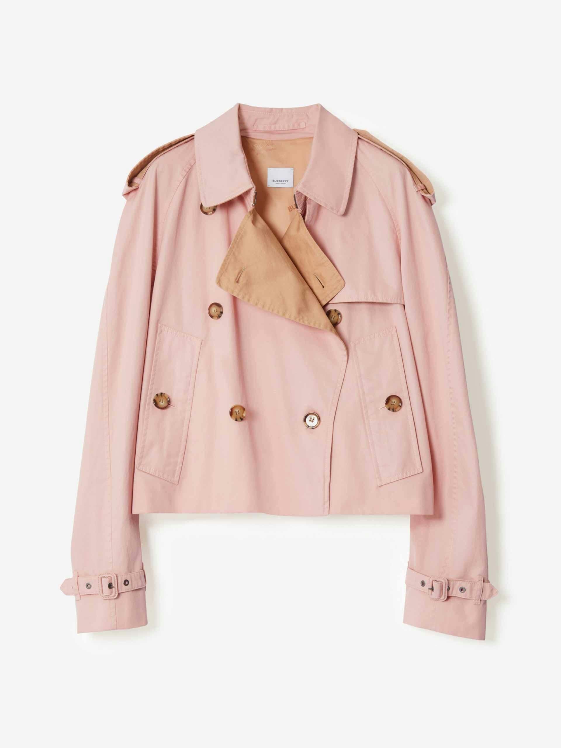 Pink cropped trench coat