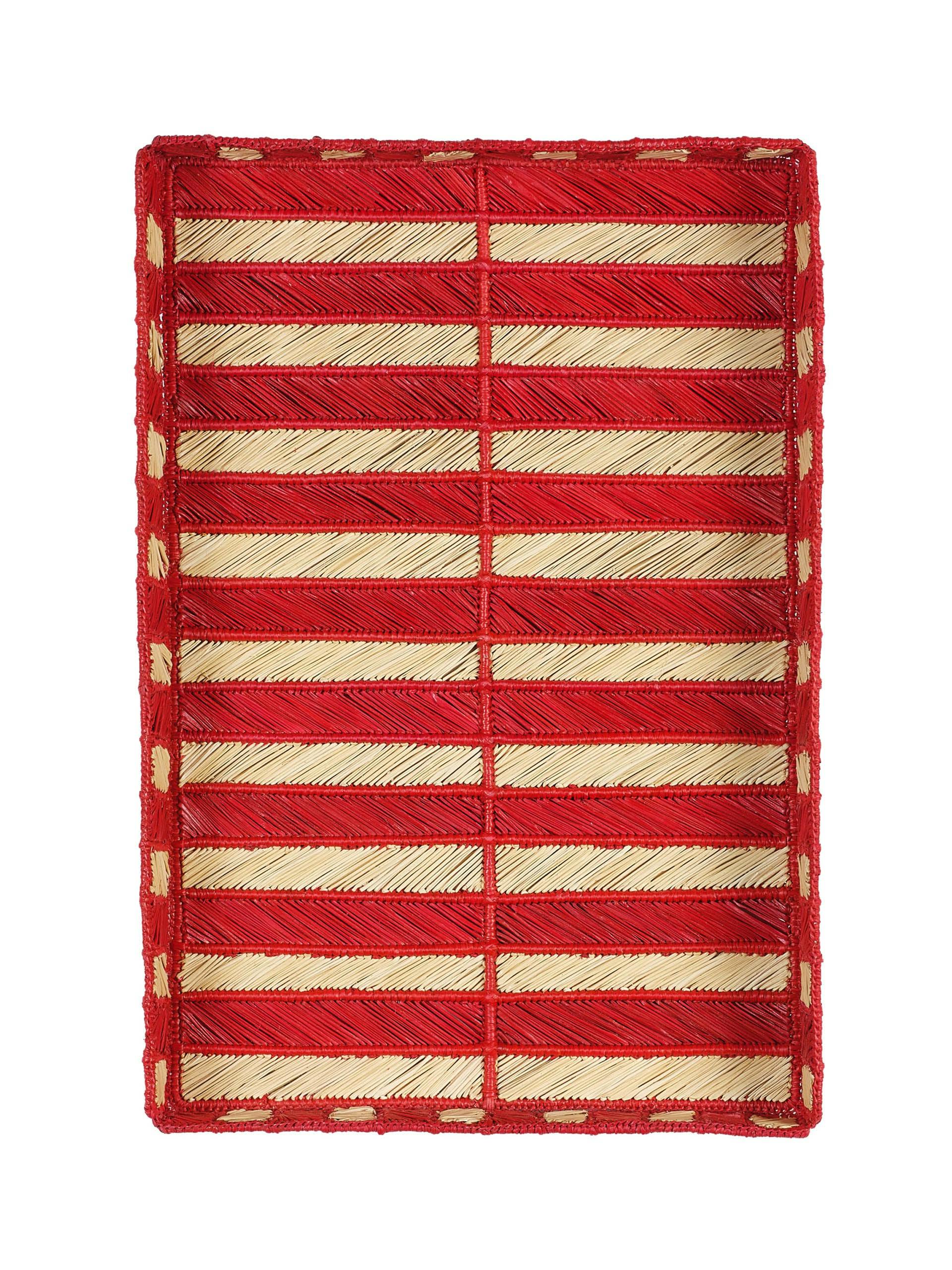 Hand-woven striped tray