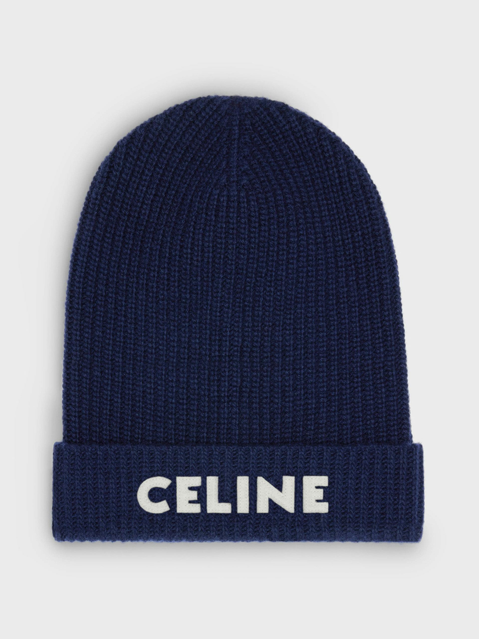 Embroidered logo beanie in ribbed wool