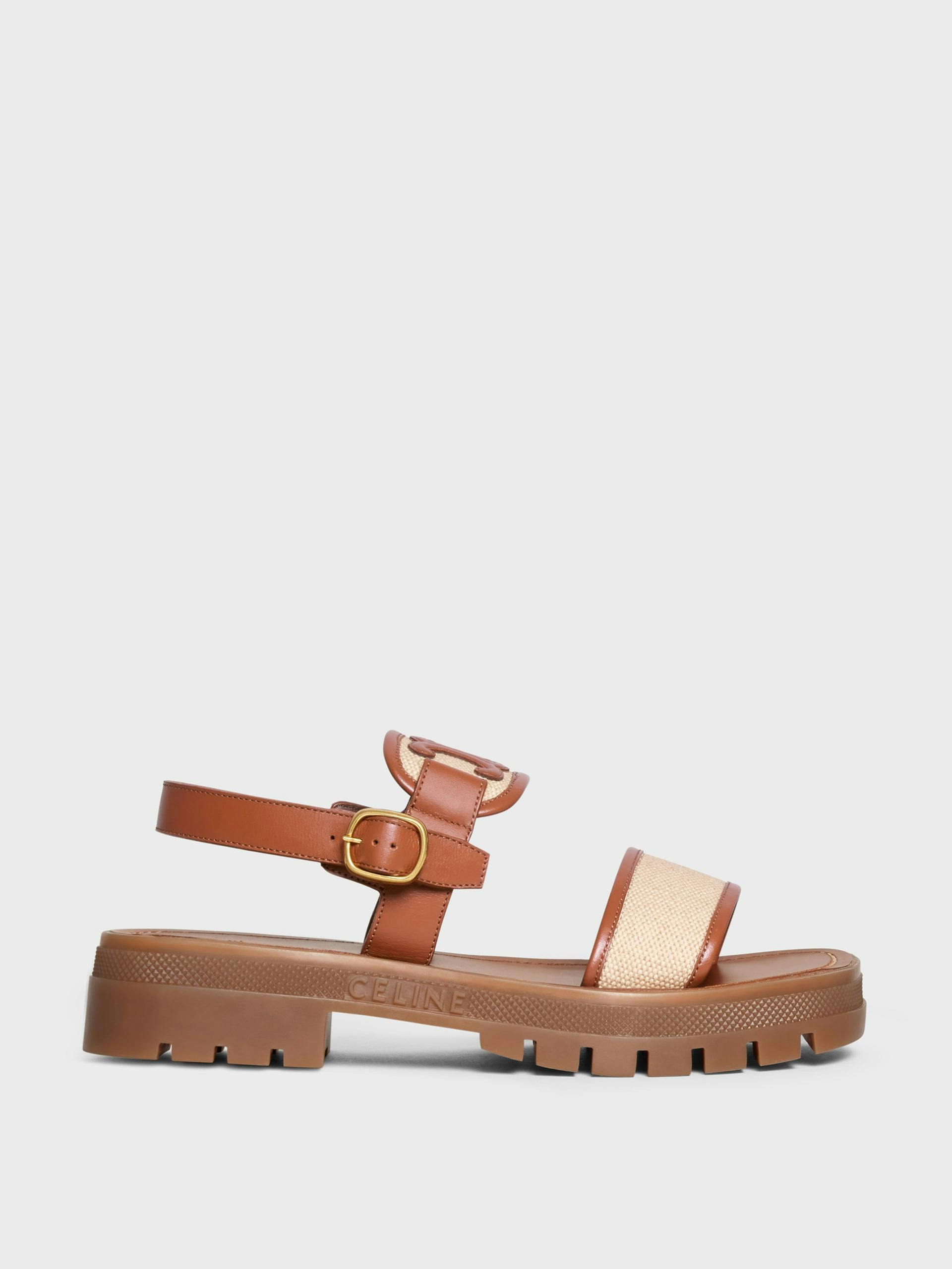 Leather and canvas Triomphe sandals