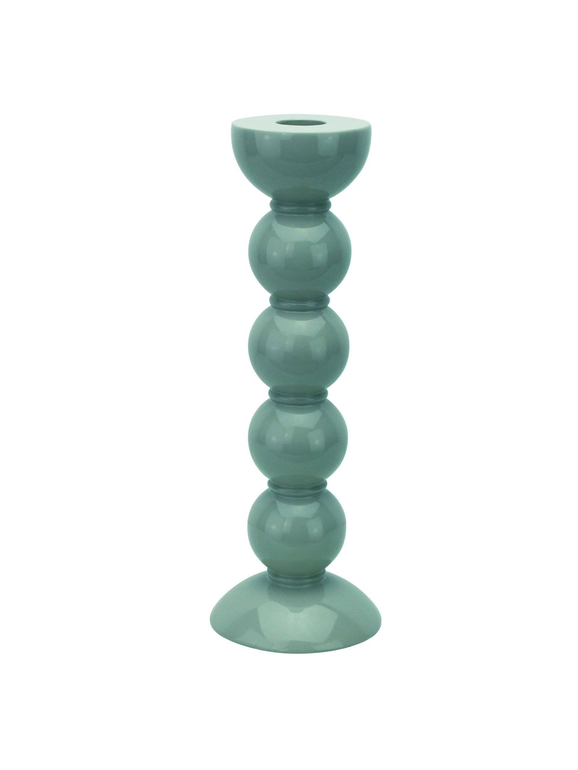 Tall bobbin candlestick in Chambray blue
