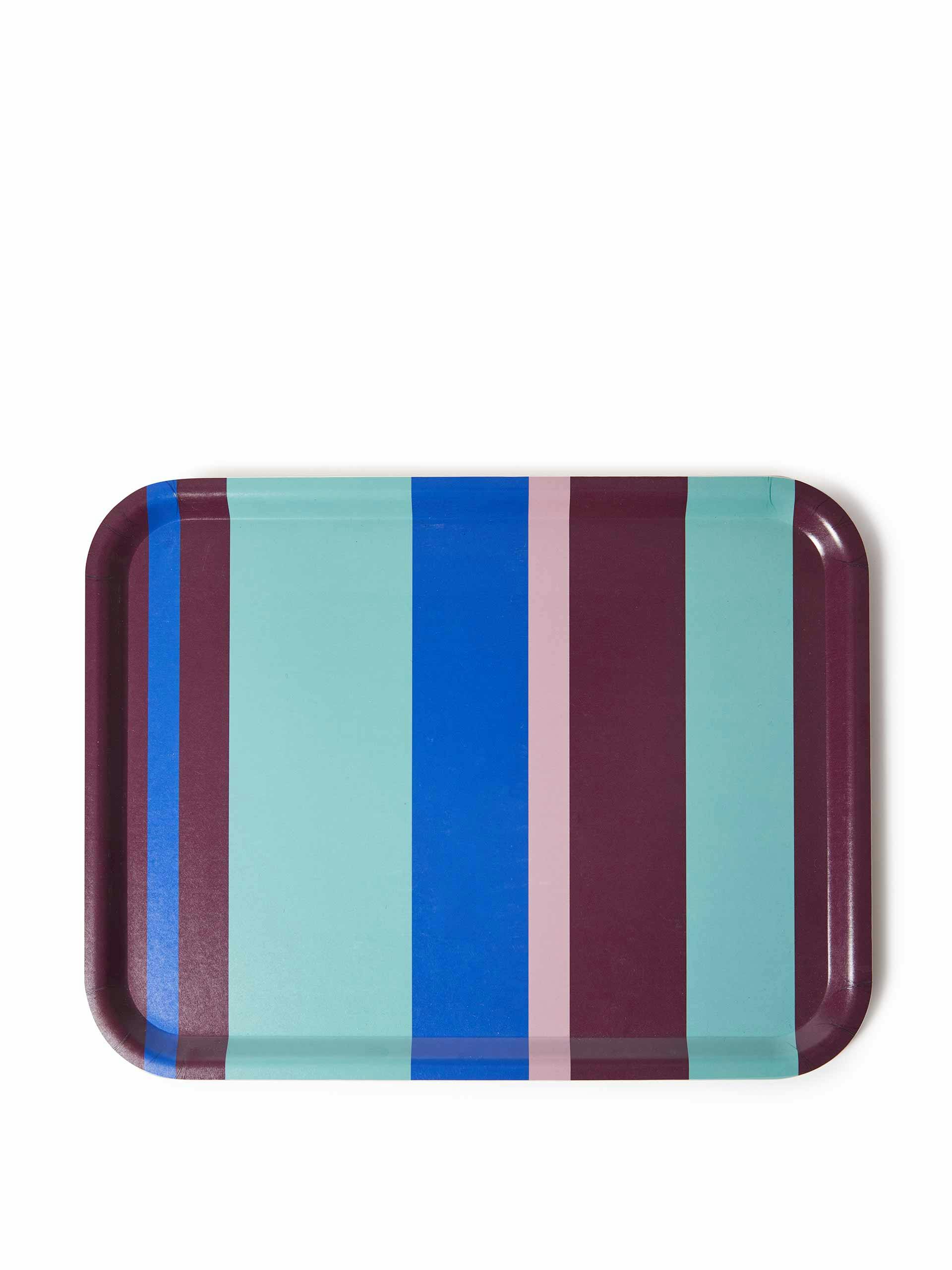 Large pink and turquoise striped tray