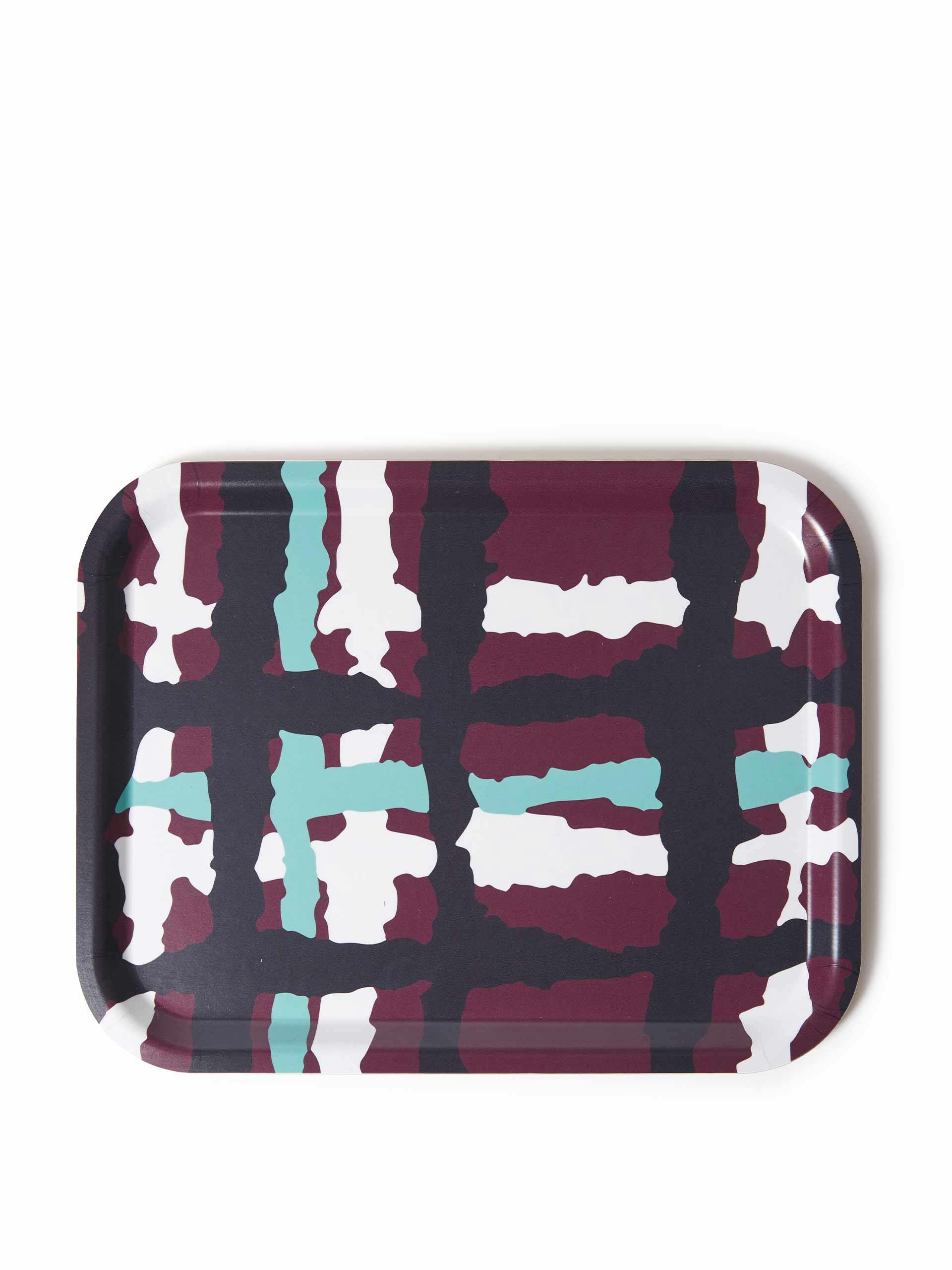Burgundy ink check pattered tray