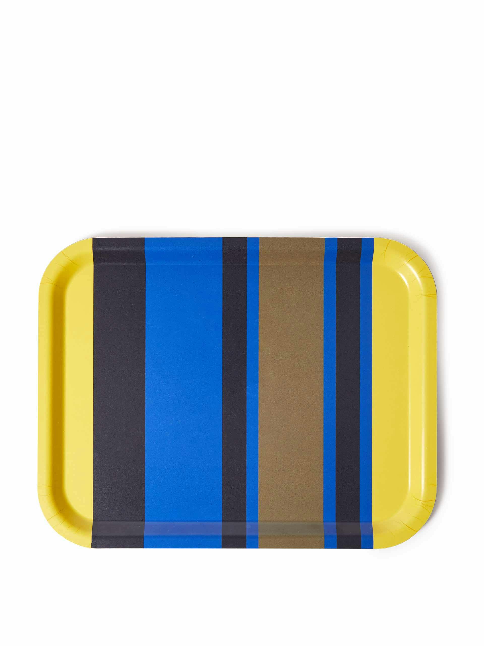 Blue and yellow striped tray