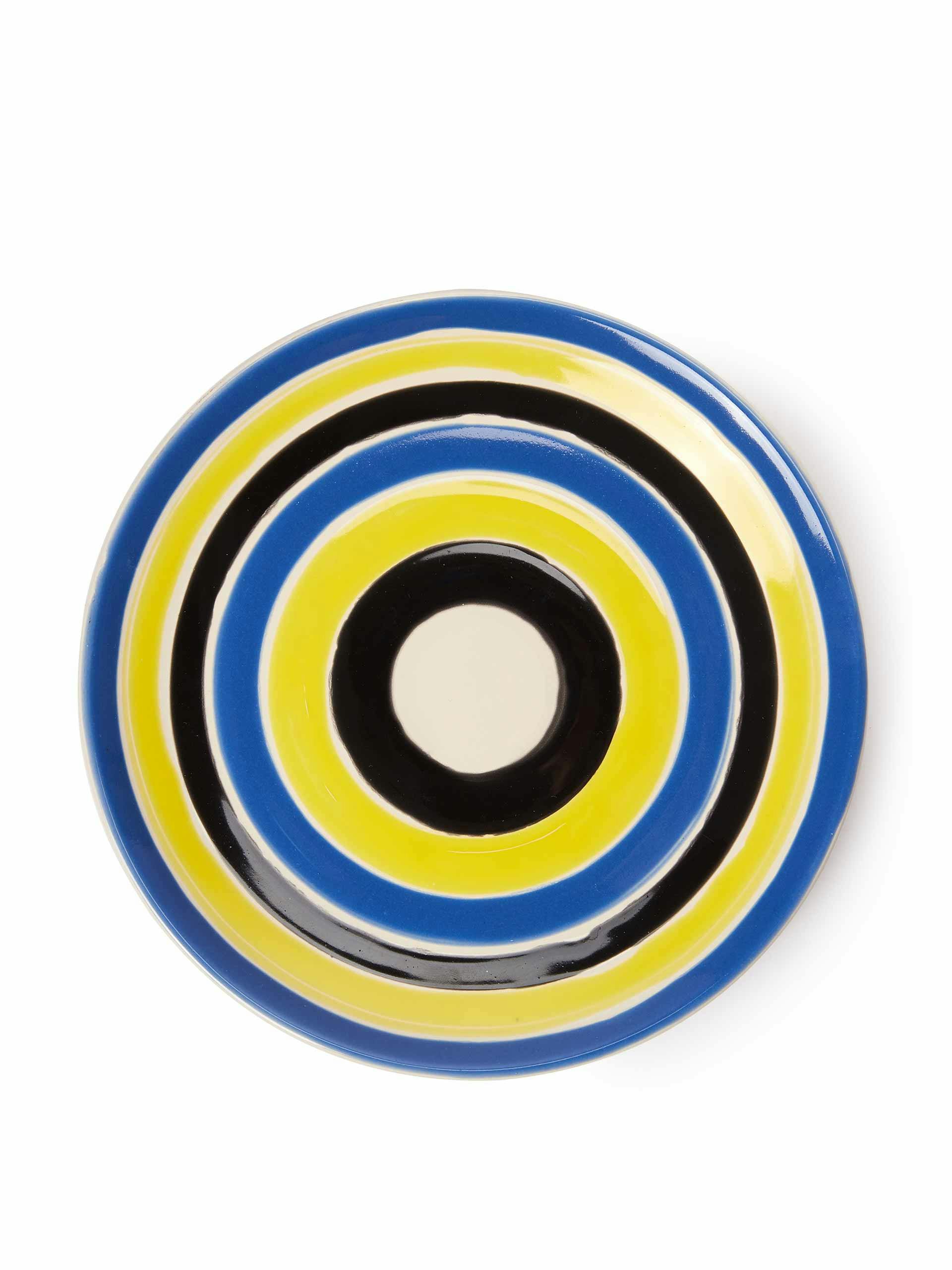 Blue and yellow striped small plate
