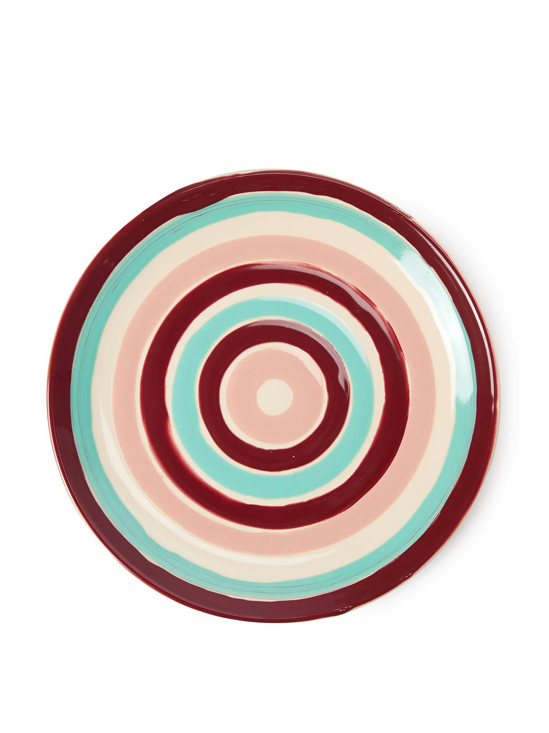 Pink and jade striped small plate