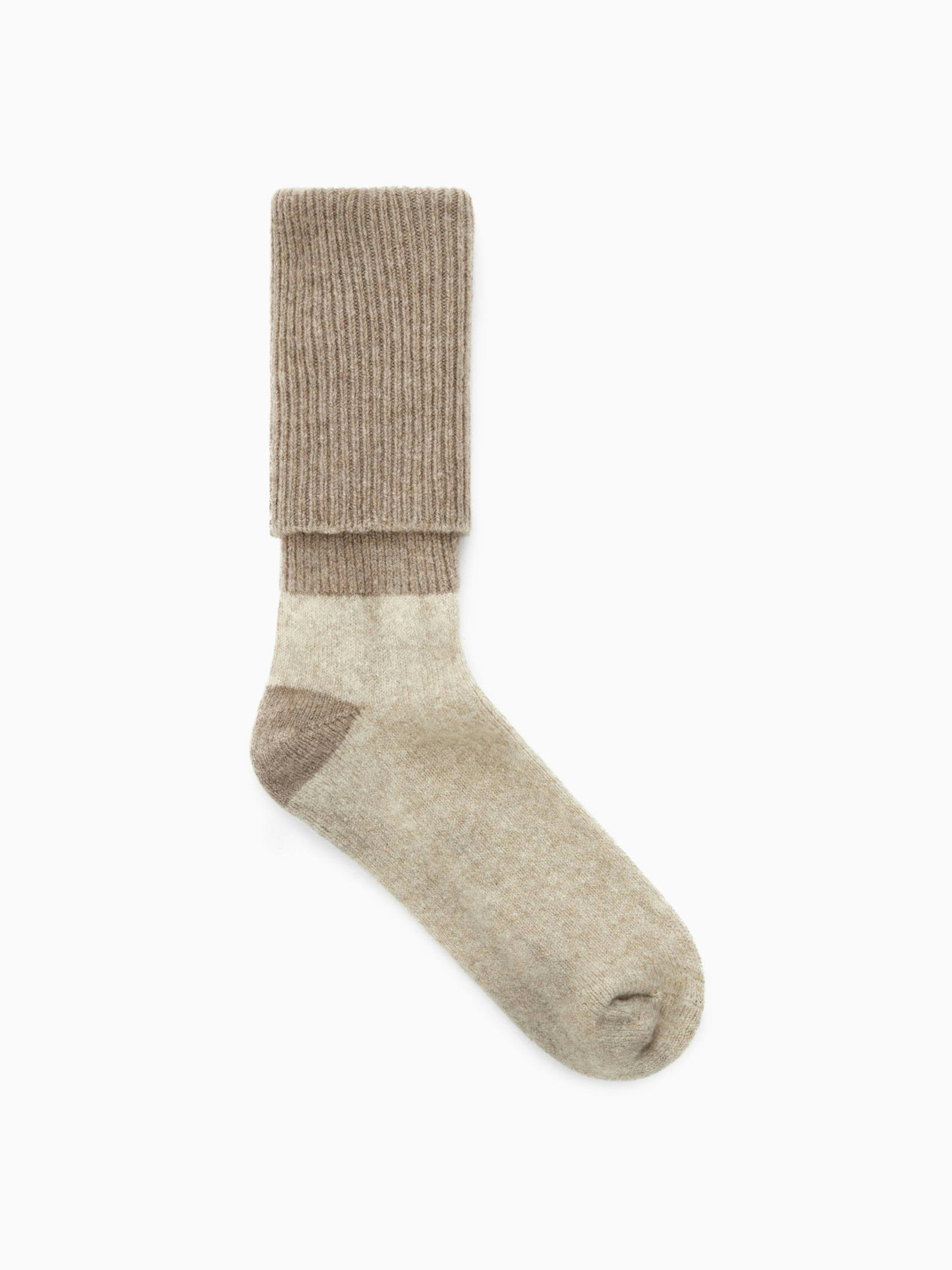 Beige two-tone socks
