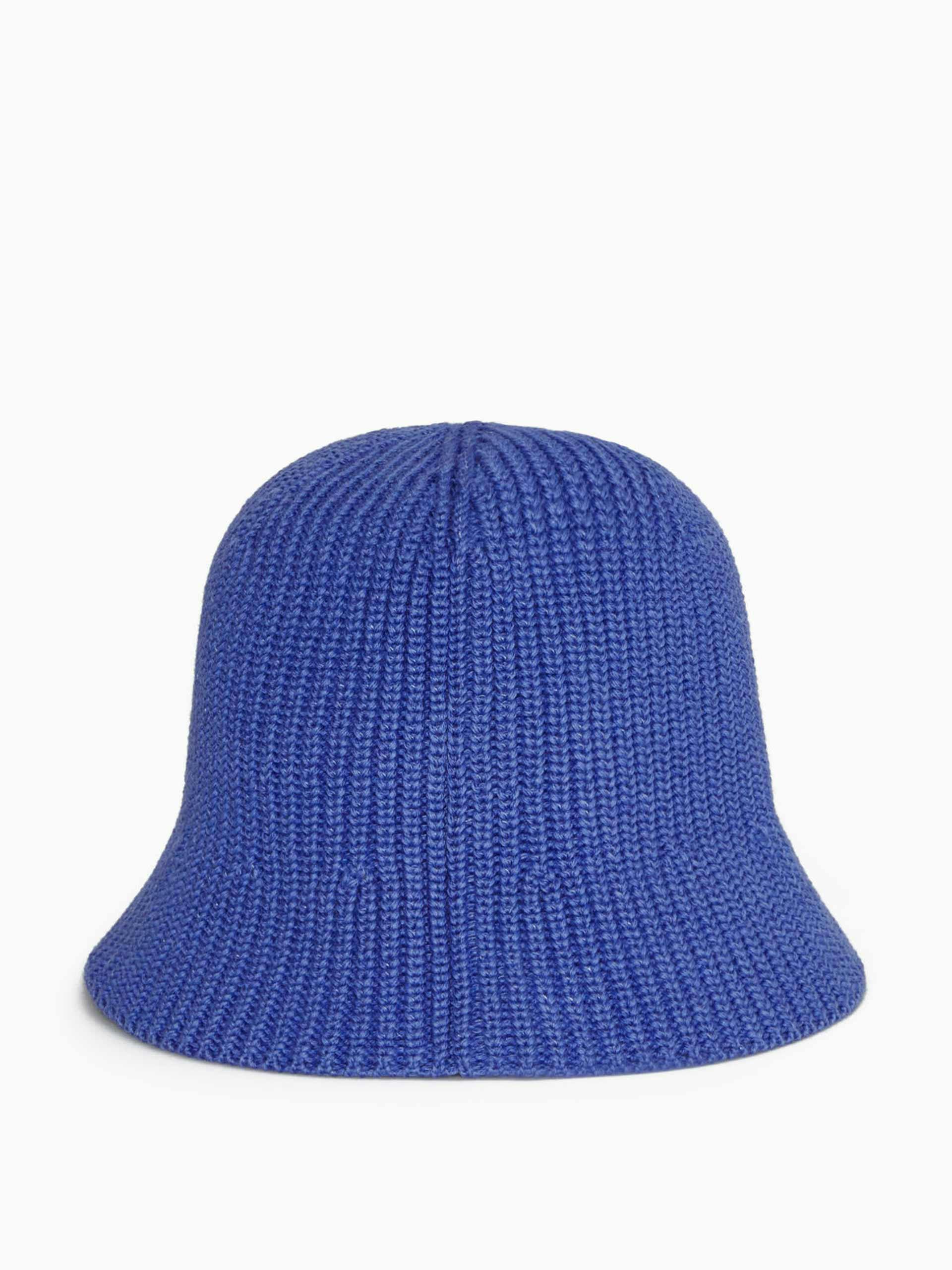 Blue knitted bucket hat