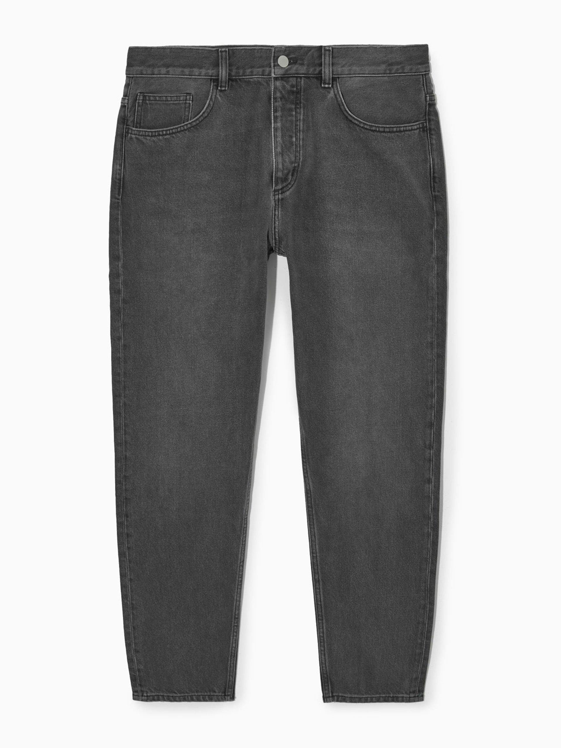 Tapered-leg dark grey jeans