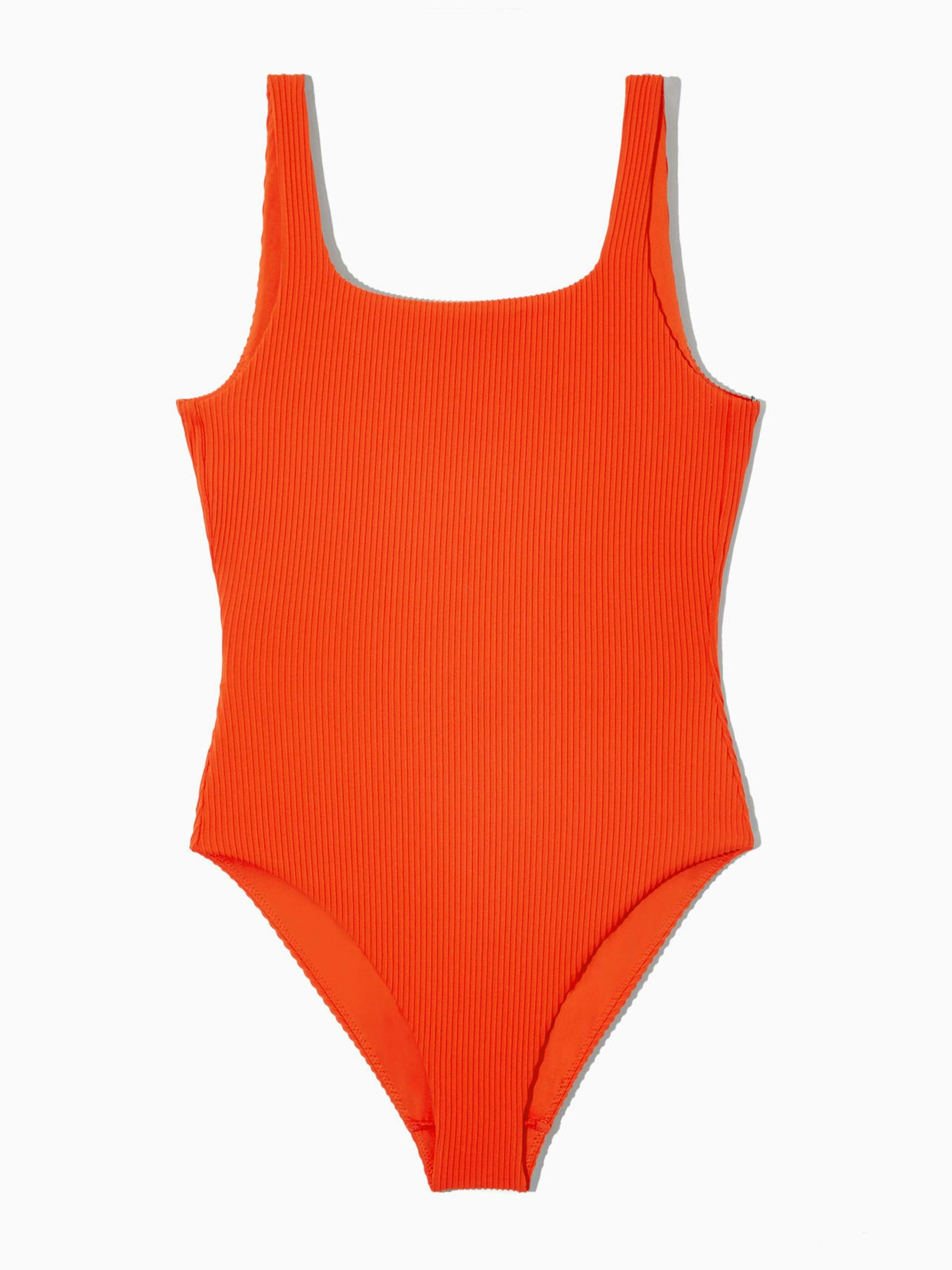 Square-neck ribbed swimsuit