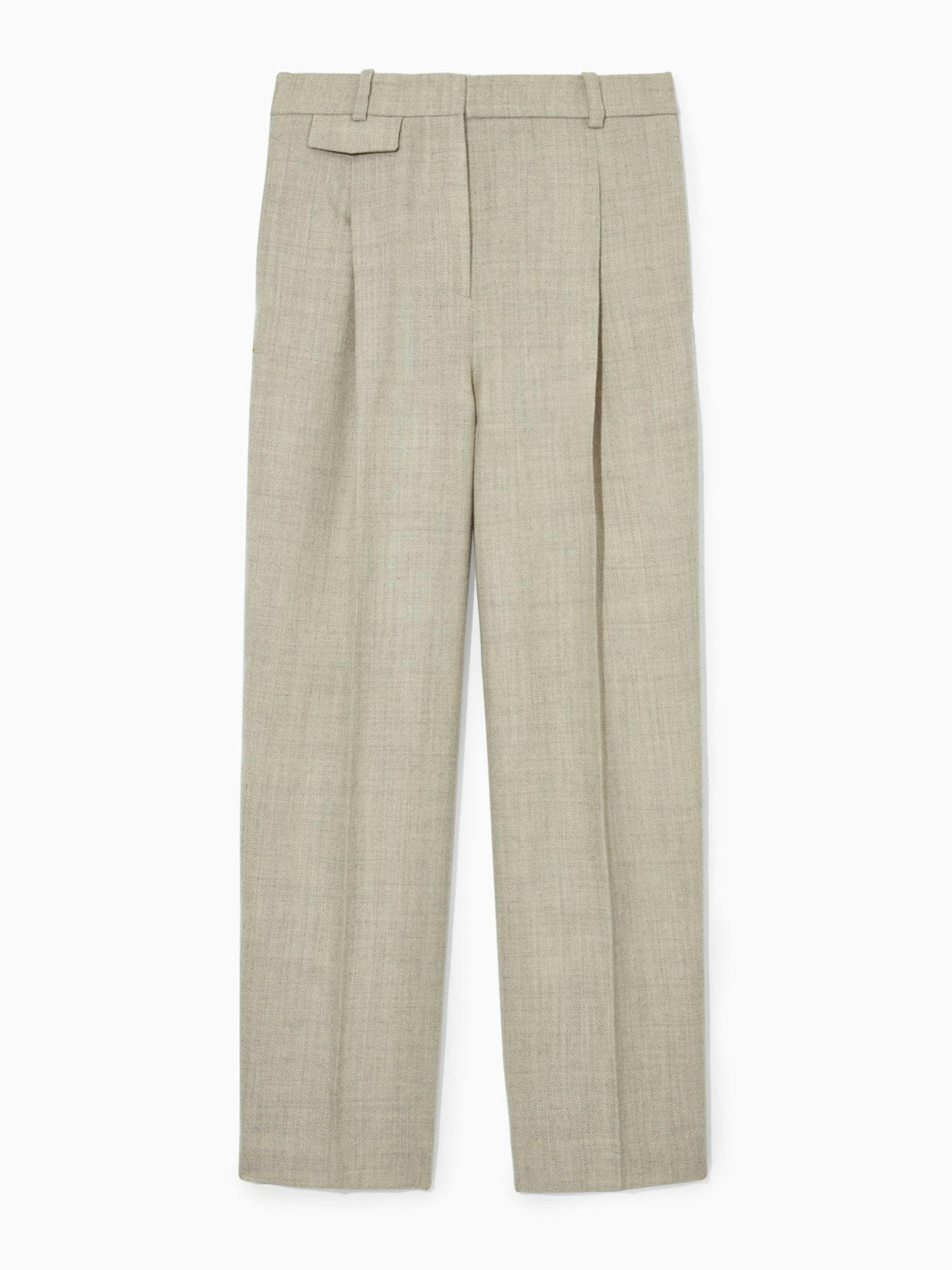 Pleated wide-leg wool trousers